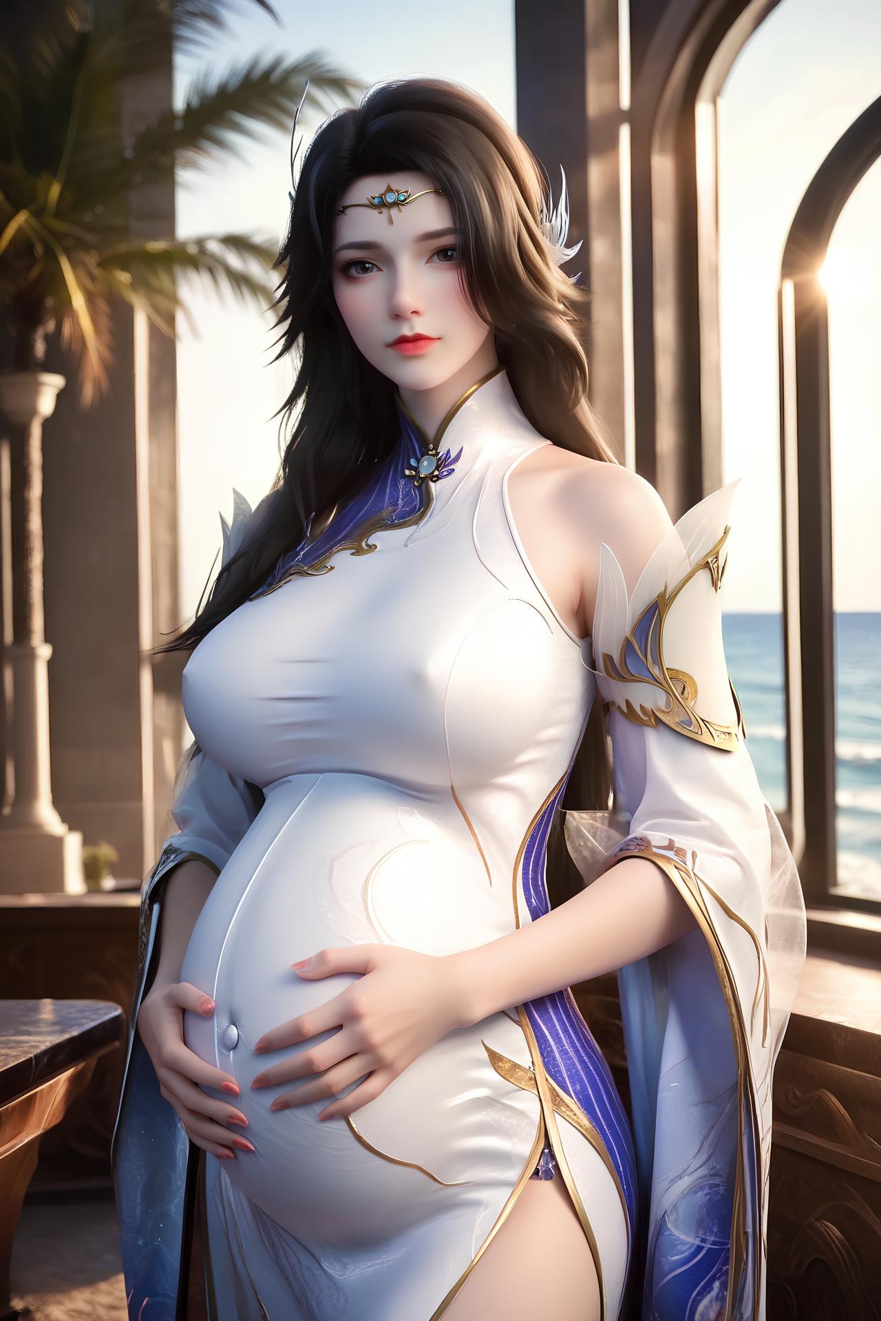 AI Nudes - 玄衣：白紫宫廷服白絲床拍露穴圖集 172P