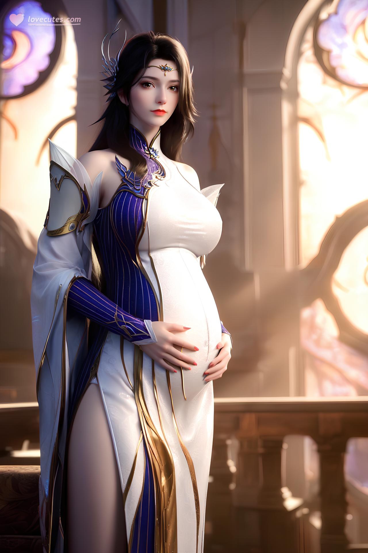 AI Nudes - 玄衣：白紫宫廷服白絲床拍露穴圖集 172P
