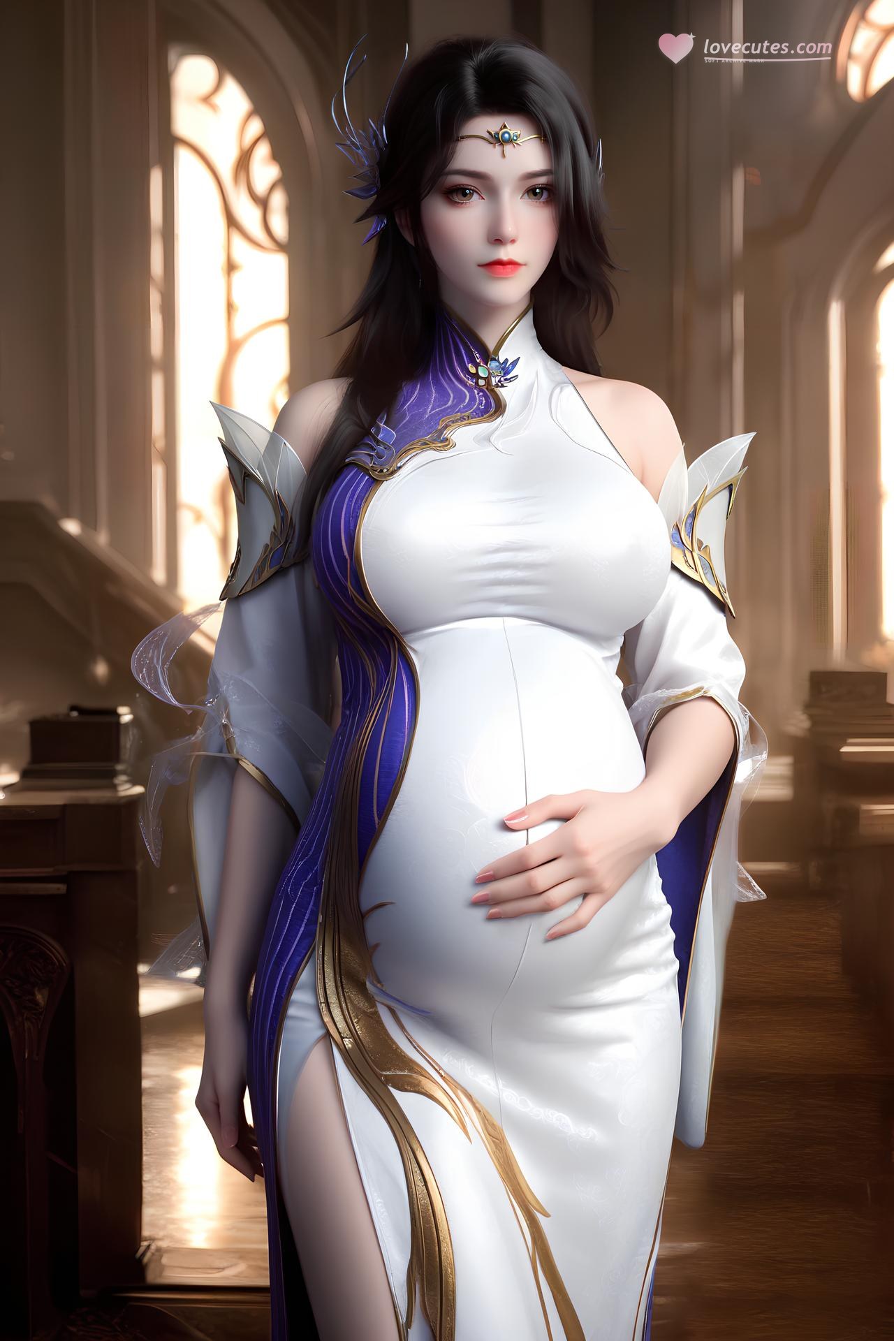 AI Nudes - 玄衣：白紫宫廷服白絲床拍露穴圖集 172P