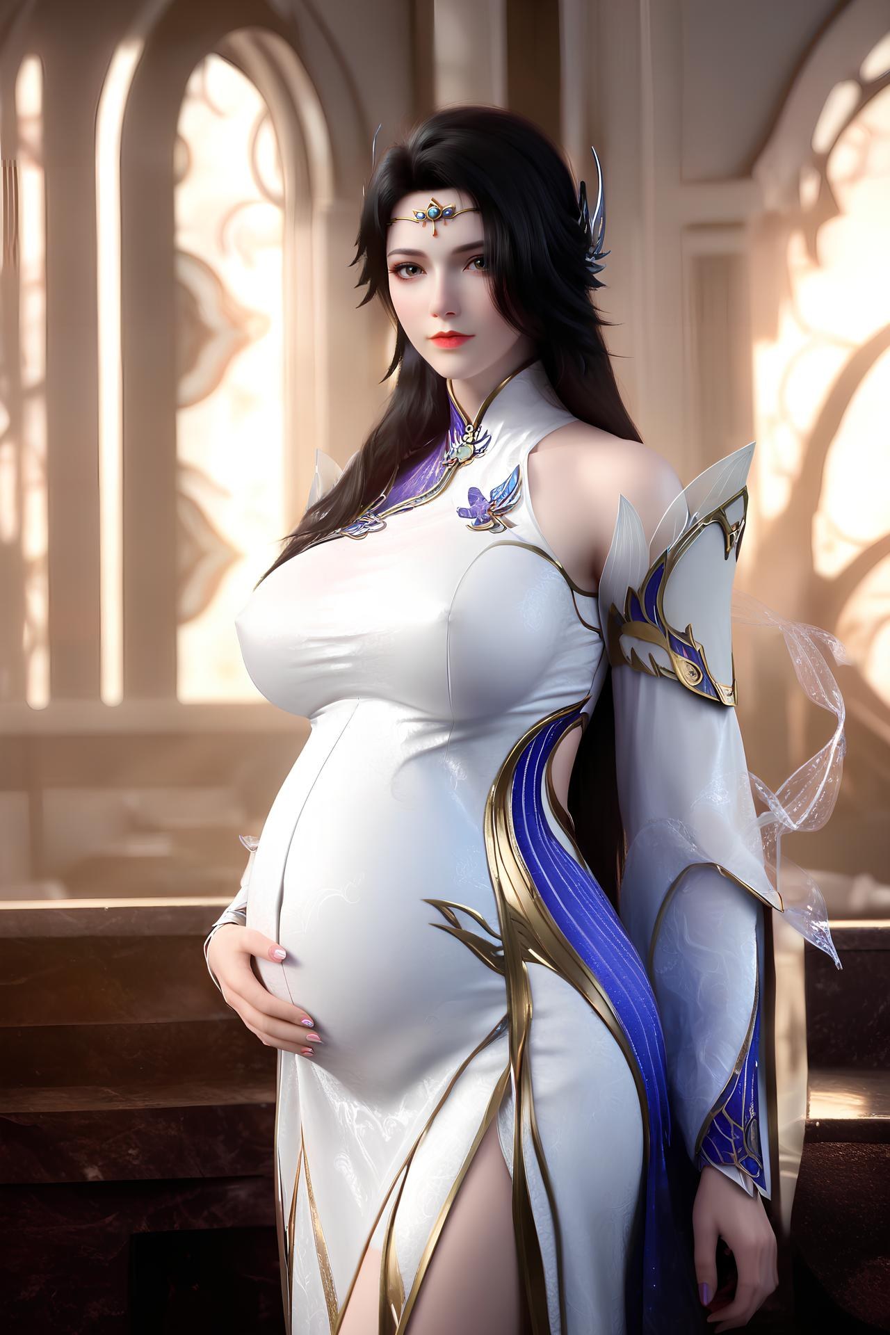 AI Nudes - 玄衣：白紫宫廷服白絲床拍露穴圖集 172P