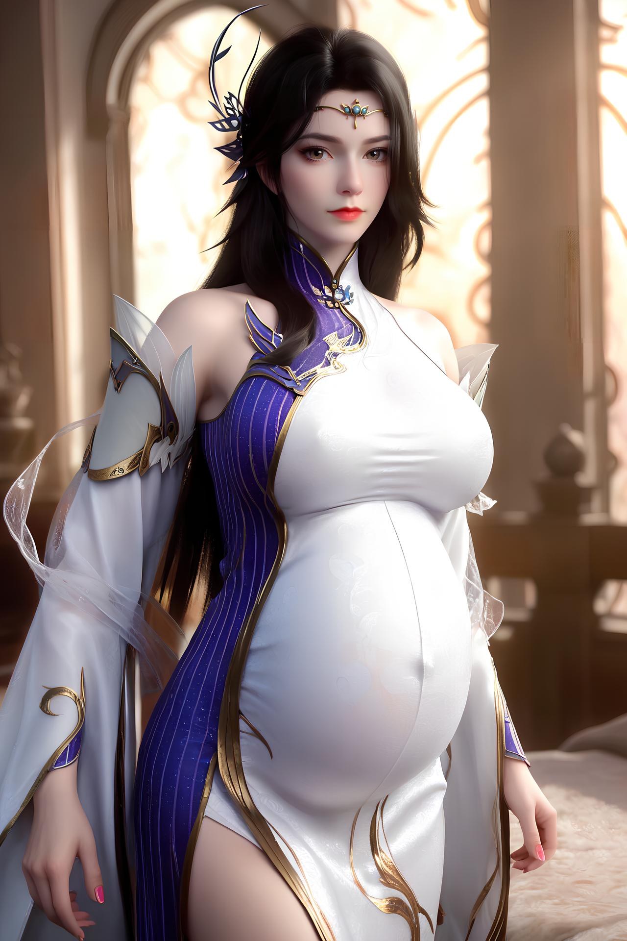AI Nudes - 玄衣：白紫宫廷服白絲床拍露穴圖集 172P