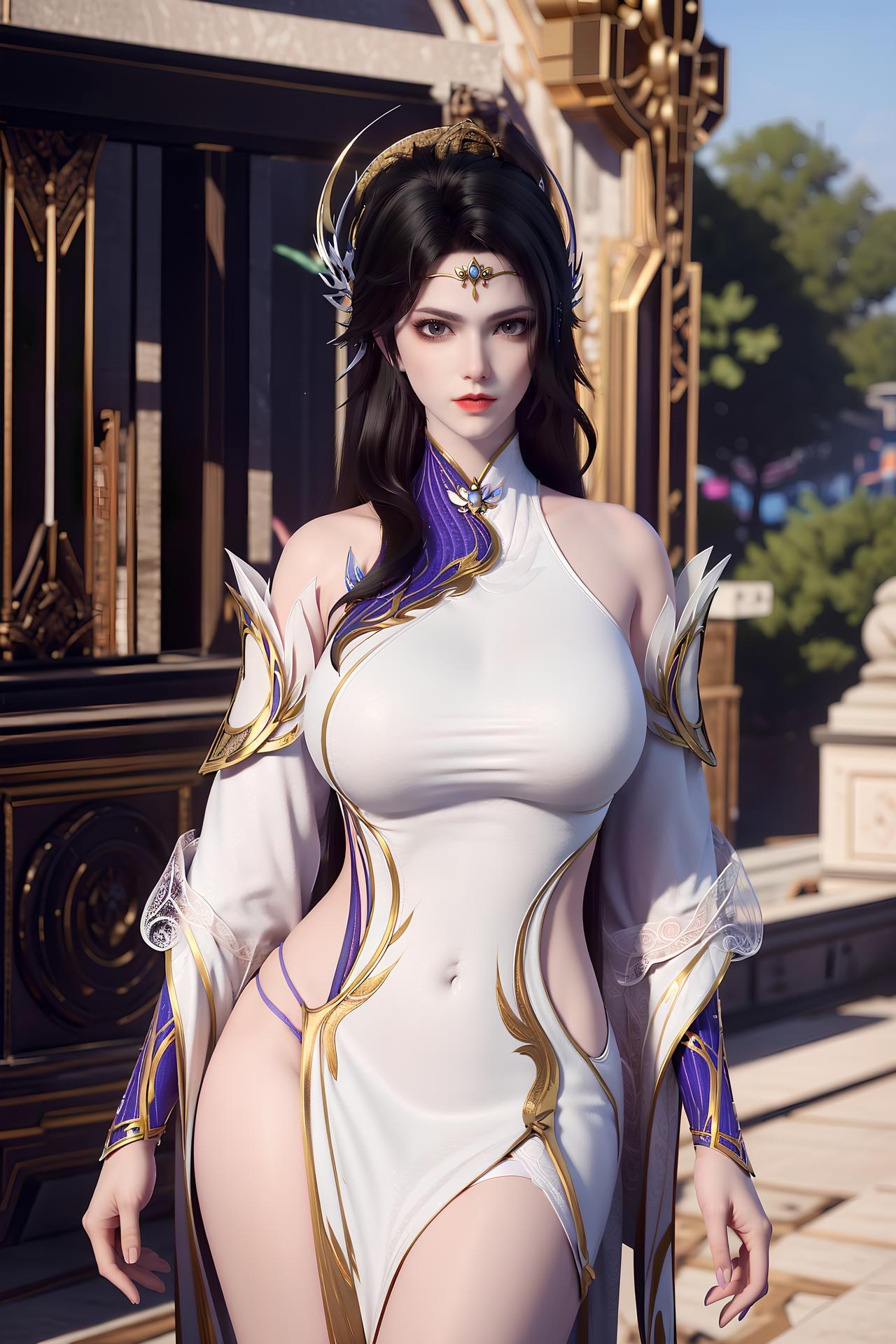 AI Nudes - 玄衣 白紫宮廷服白ストッキングAIヌード画像集 172P
