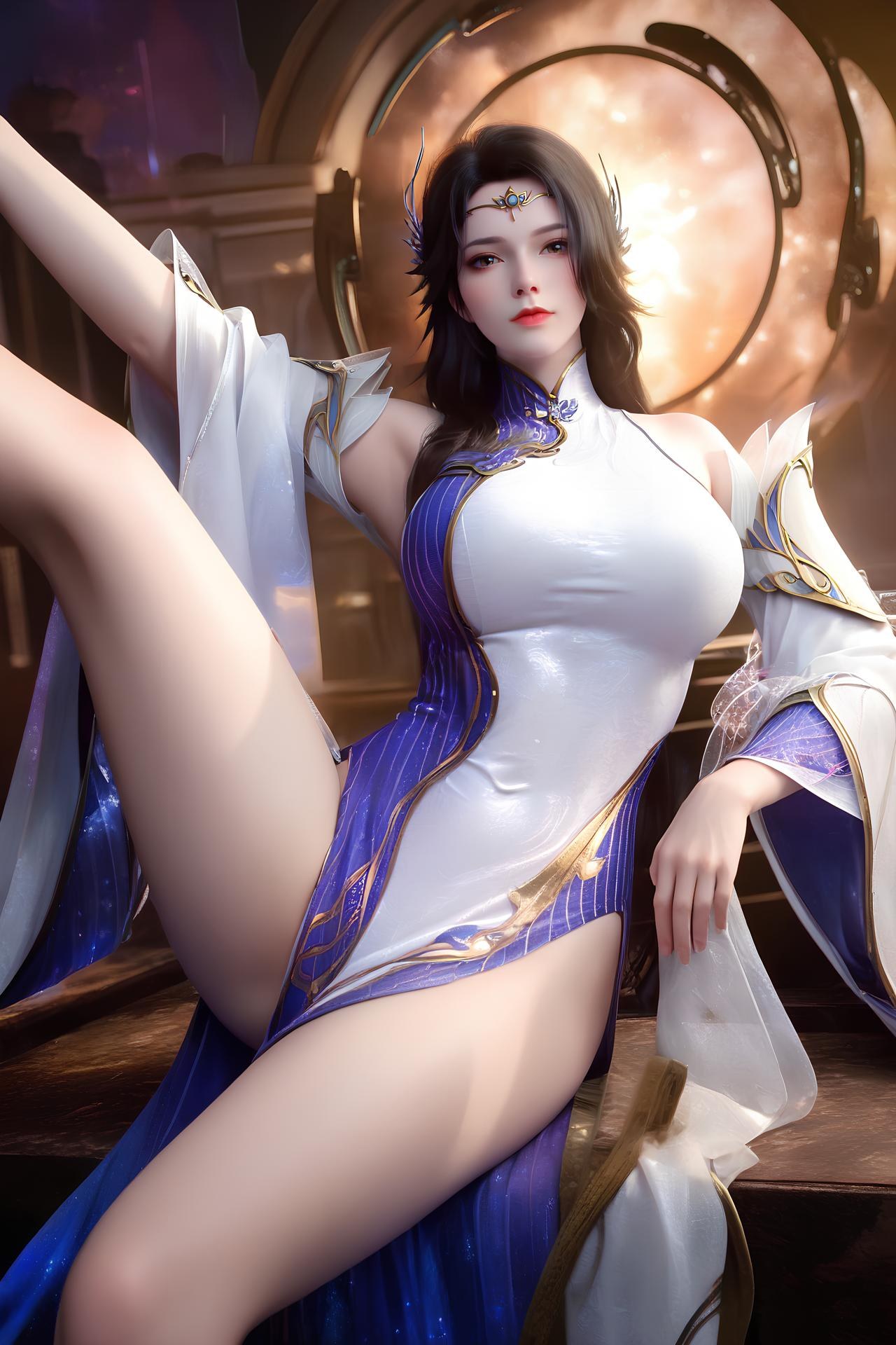 AI Nudes - 玄衣：白紫宫廷服白丝床拍露穴图集 172P