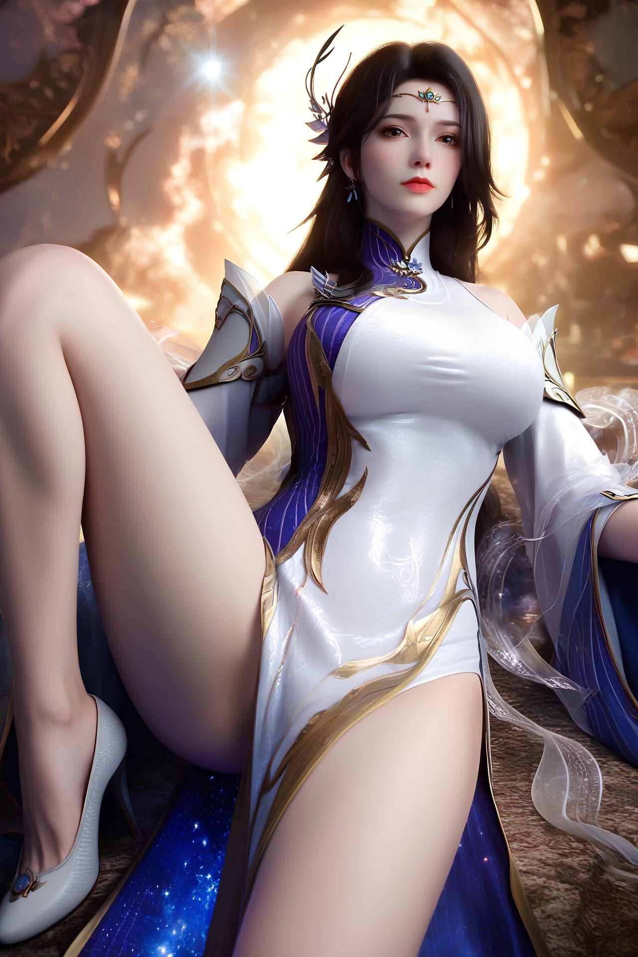 AI Nudes - 玄衣：白紫宫廷服白丝床拍露穴图集 172P