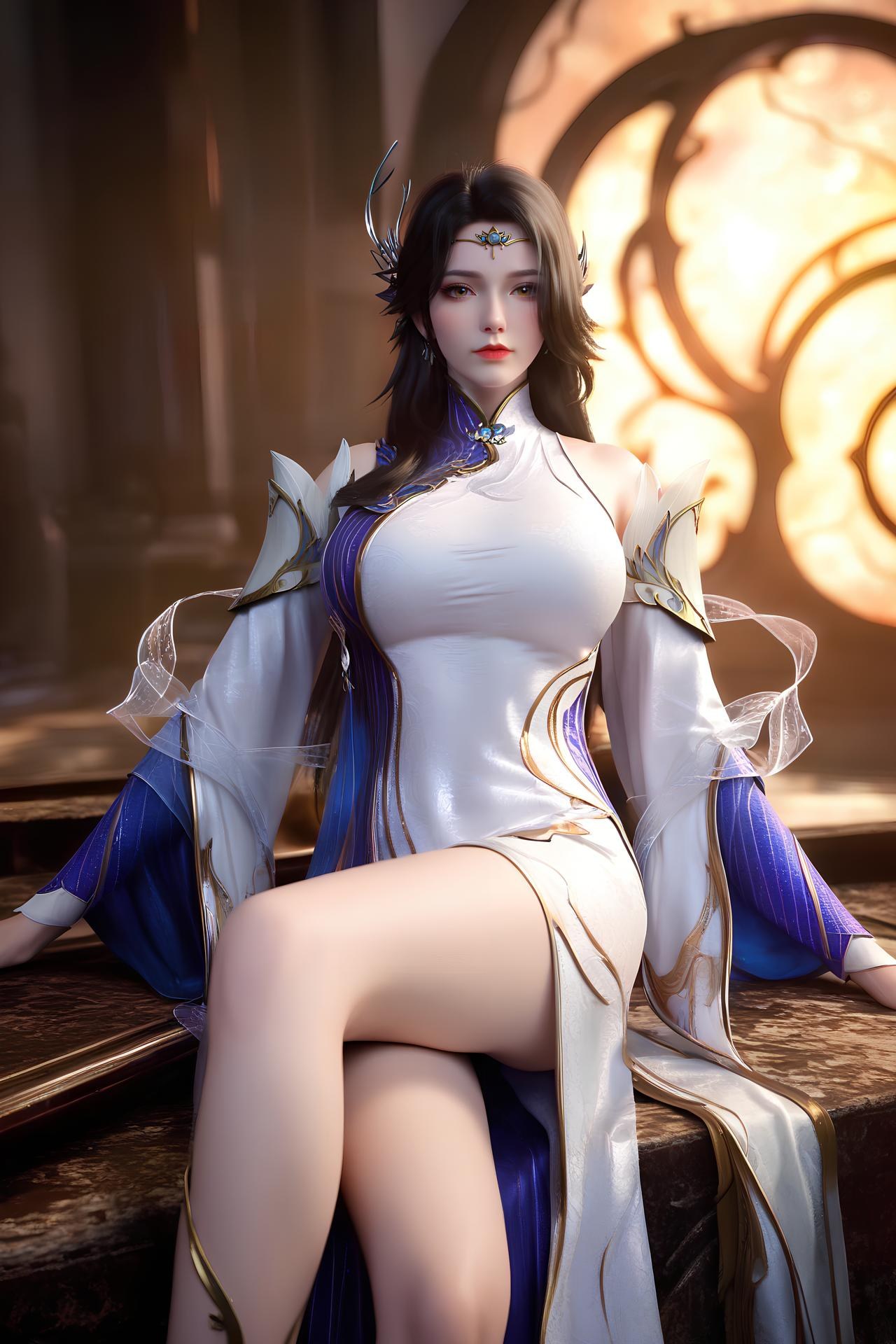 AI Nudes - 玄衣：白紫宫廷服白丝床拍露穴图集 172P