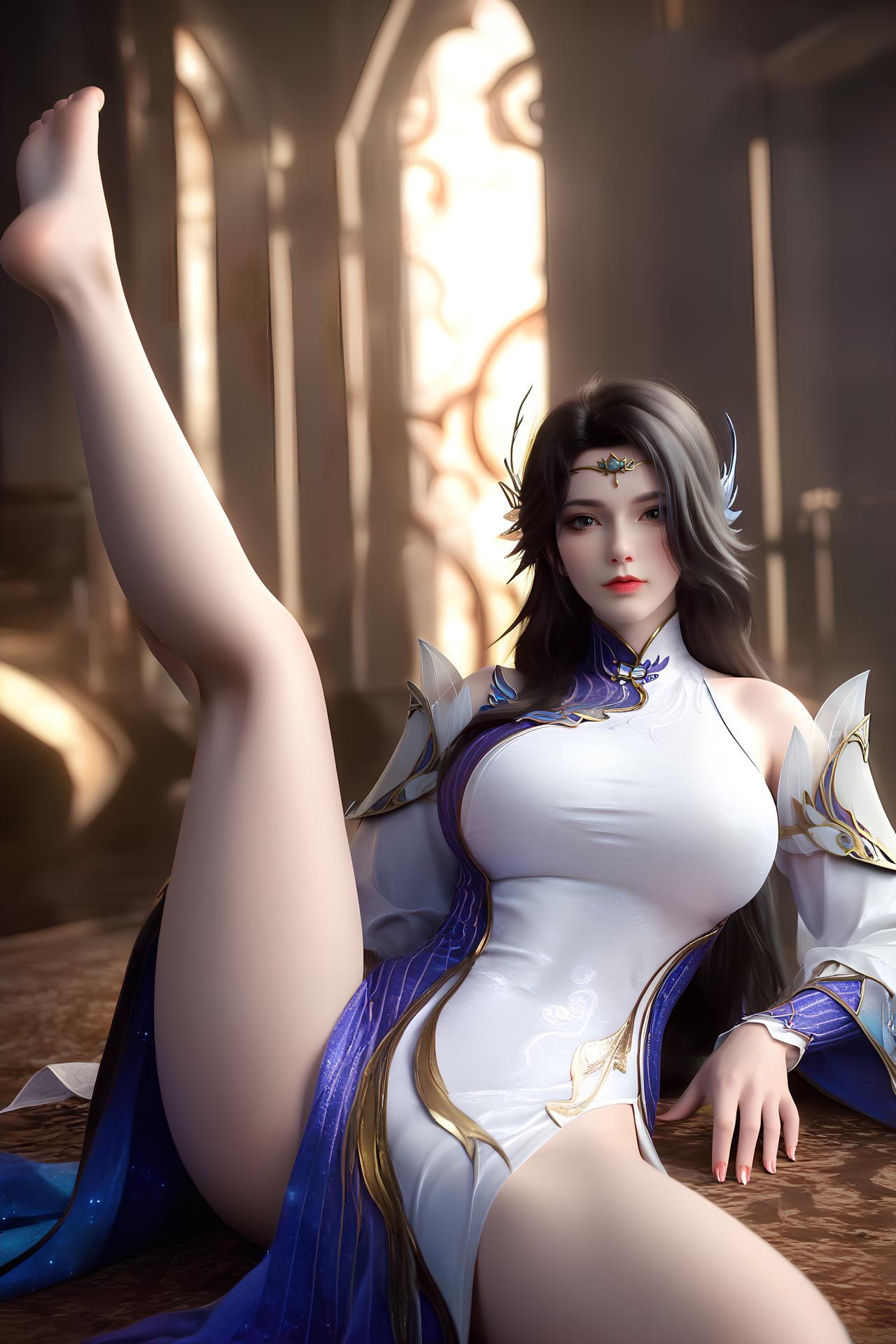 AI Nudes - 玄衣：白紫宫廷服白丝床拍露穴图集 172P