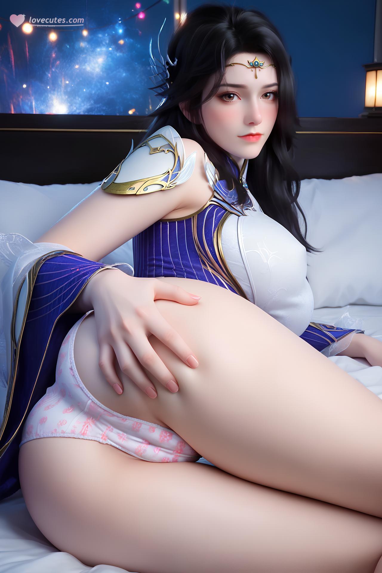 AI Nudes - 玄衣：白紫宫廷服白丝床拍露穴图集 172P