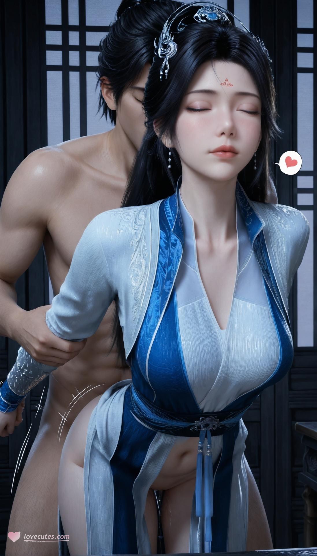 AI Porn - A Record of a Mortal Journey Nangong Wan Blue-White Fantasy Nude Gallery 305P