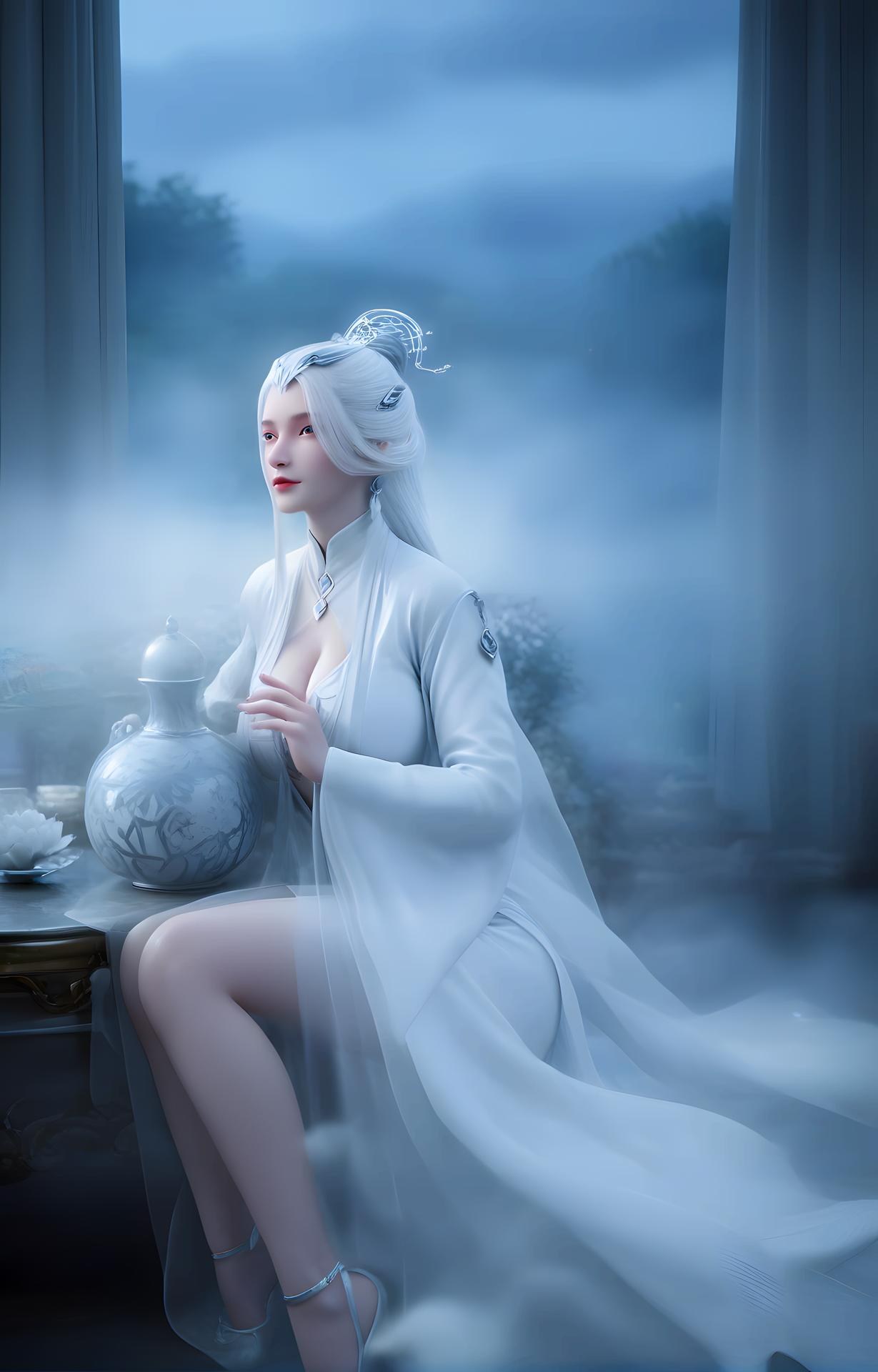 AI Porn - 剑妈：白髮仙冠床拍交合圖集 96P