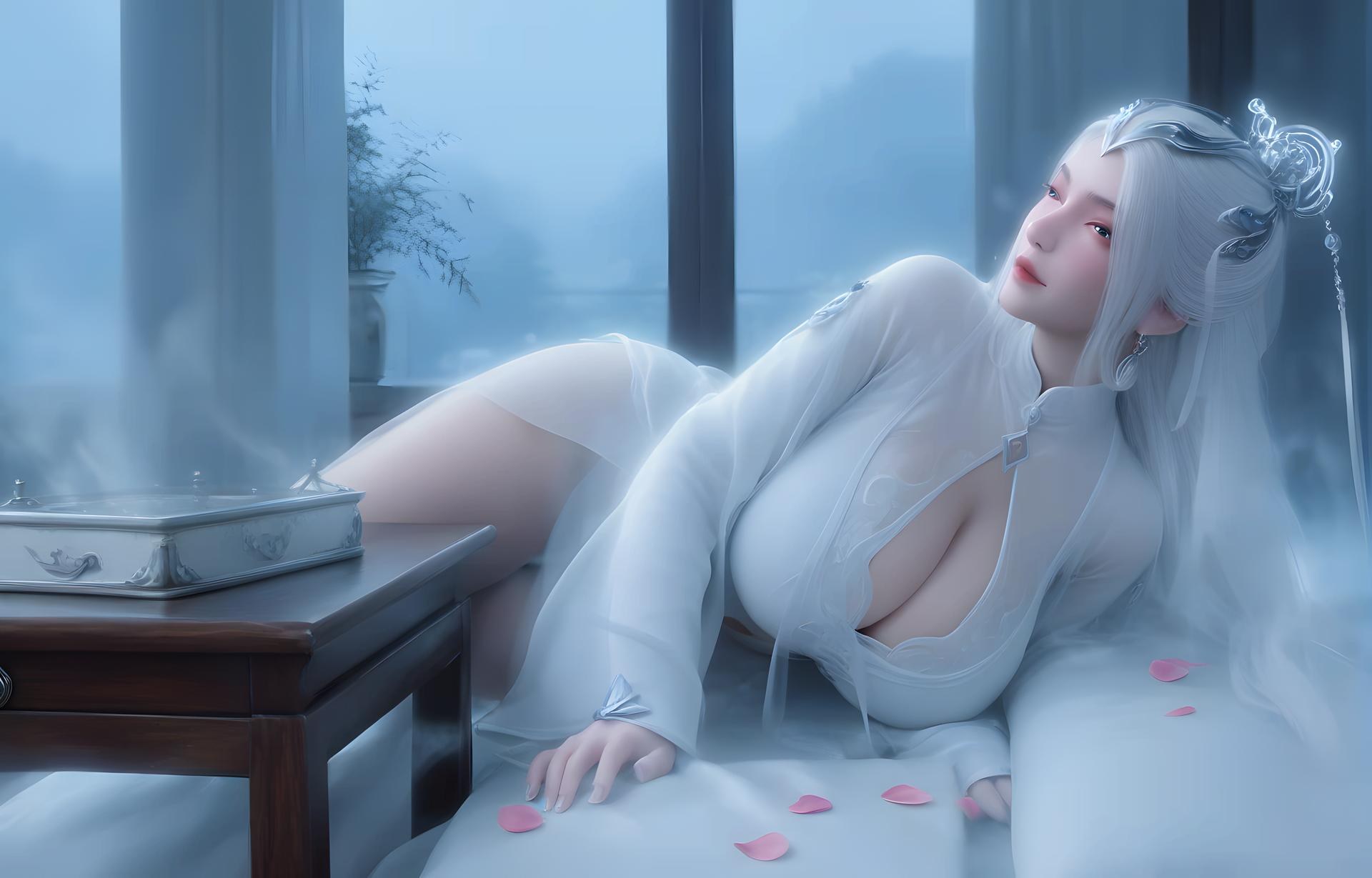 AI Porn - Sword Mother White-Hair Bed Sex Gallery 96P
