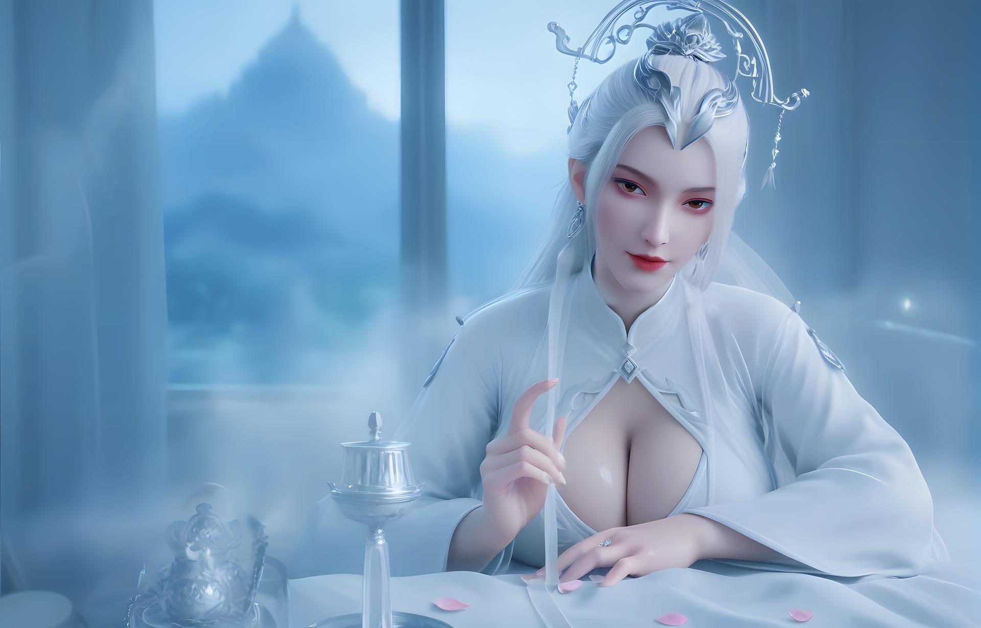 AI Porn - Sword Mother White-Hair Bed Sex Gallery 96P