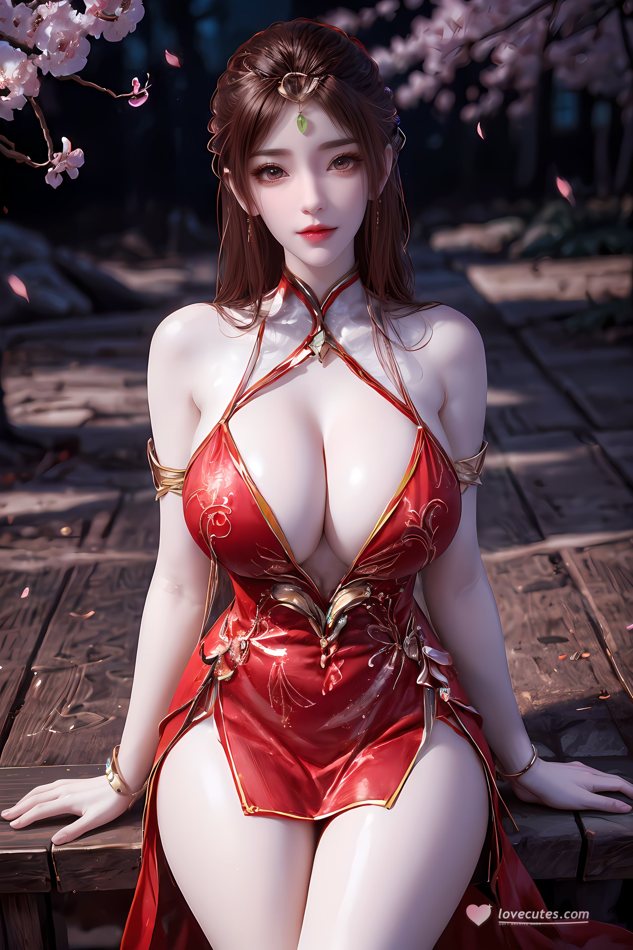 AI Nudes - Honghuang Red Fantasy Waterside Nude Gallery 76P