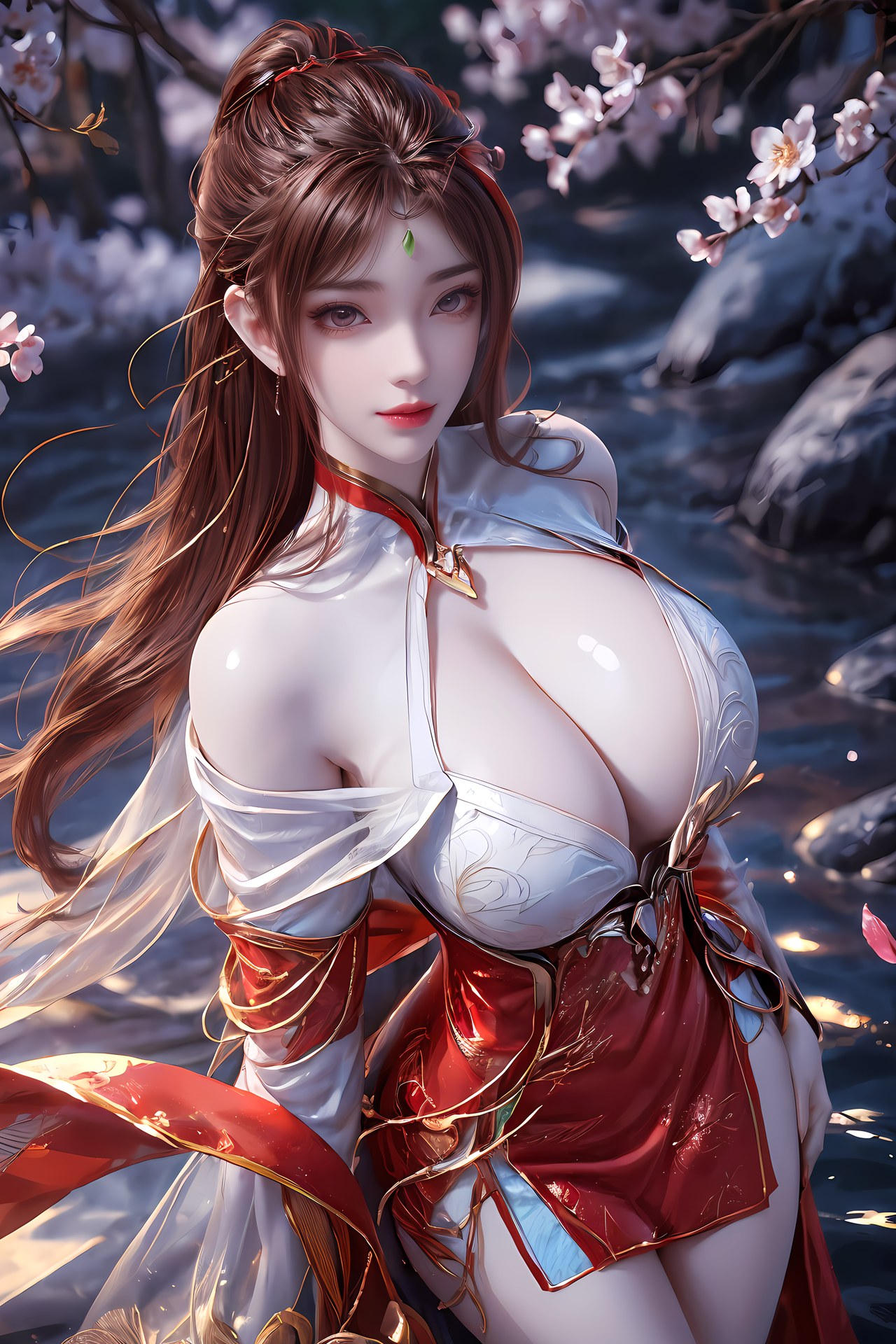 AI Nudes - Honghuang Red Fantasy Waterside Nude Gallery 76P