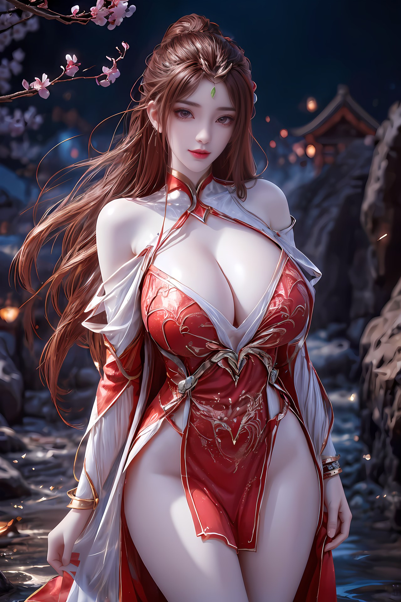 AI Nudes - Honghuang Red Fantasy Waterside Nude Gallery 76P