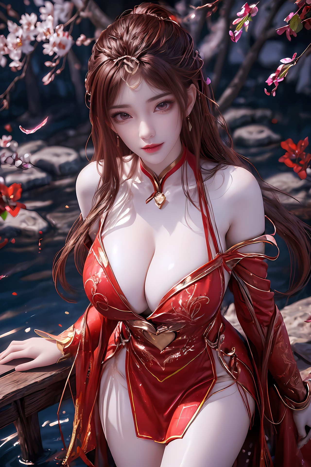 AI Nudes - Honghuang Red Fantasy Waterside Nude Gallery 76P