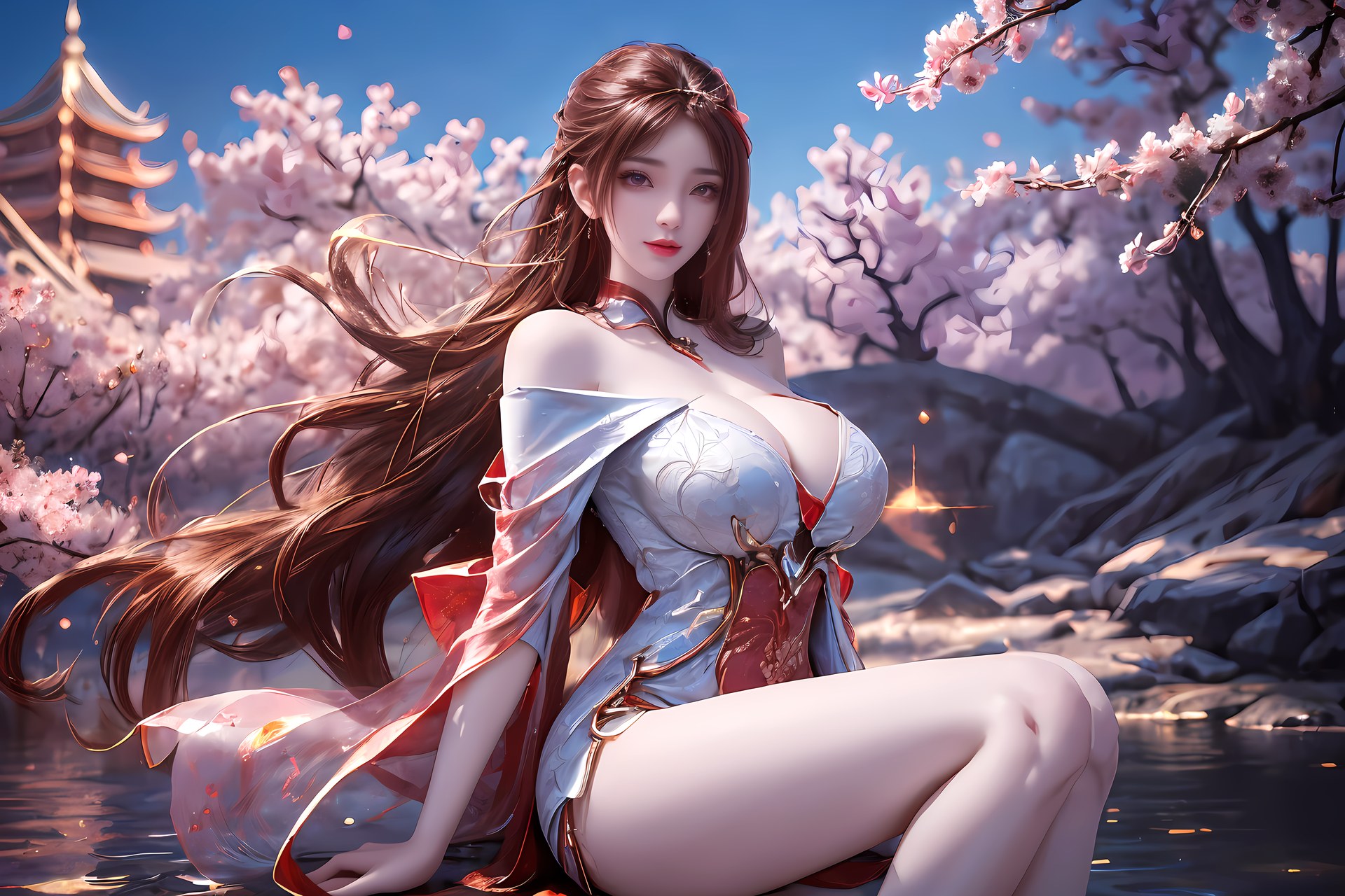 AI Nudes - Honghuang Red Fantasy Waterside Nude Gallery 76P