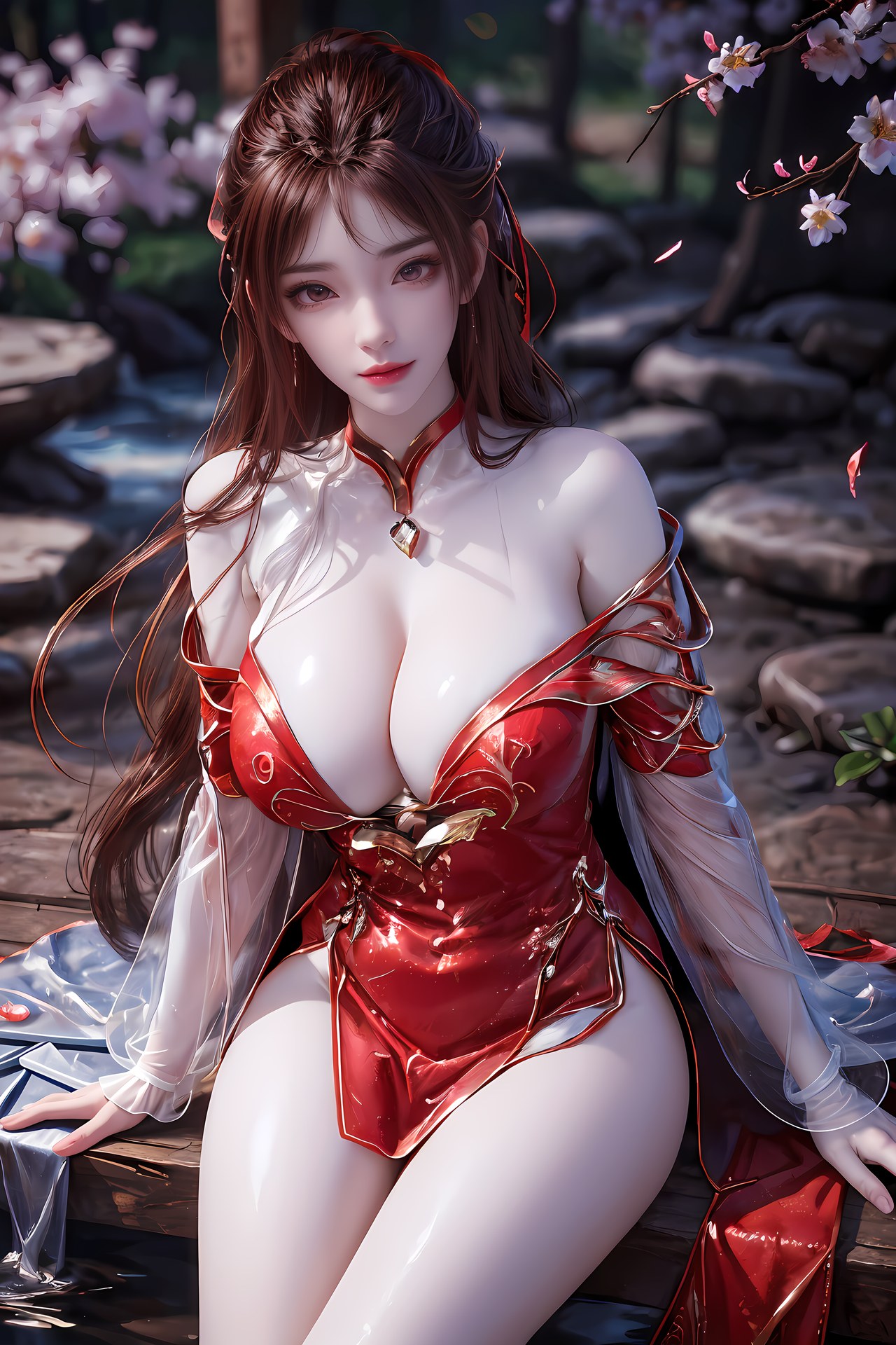 AI Nudes - Honghuang Red Fantasy Waterside Nude Gallery 76P