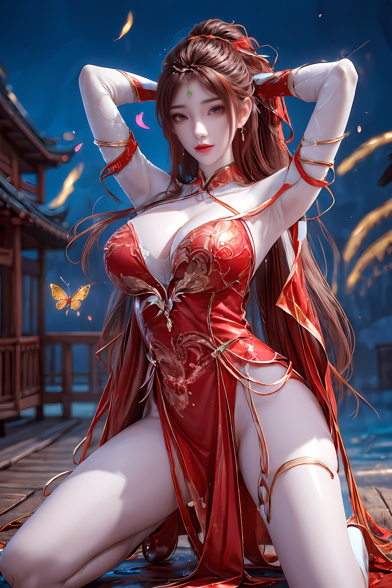 AI Nudes - Honghuang Red Fantasy Waterside Nude Gallery 76P