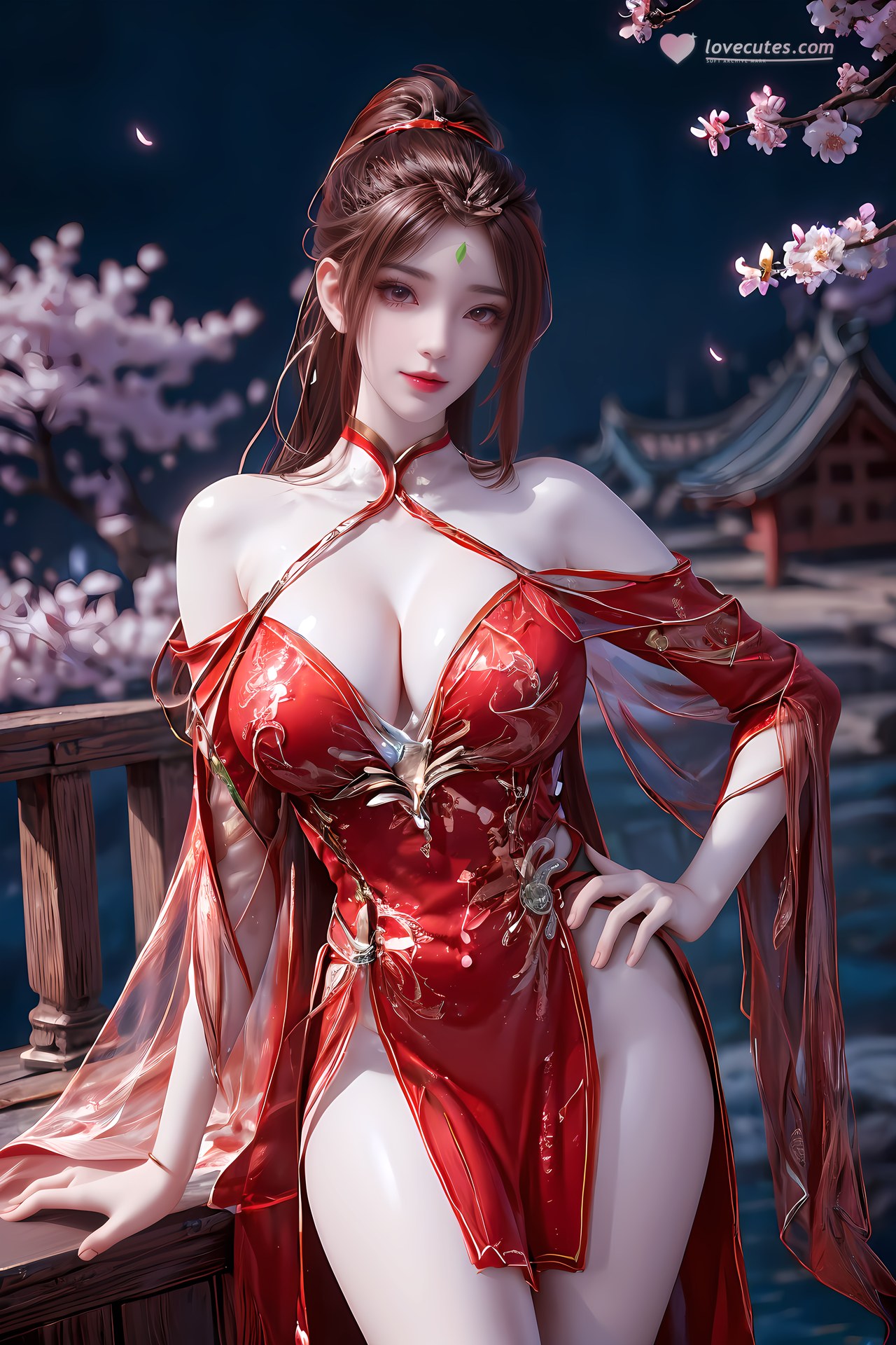 AI Nudes - Honghuang Red Fantasy Waterside Nude Gallery 76P