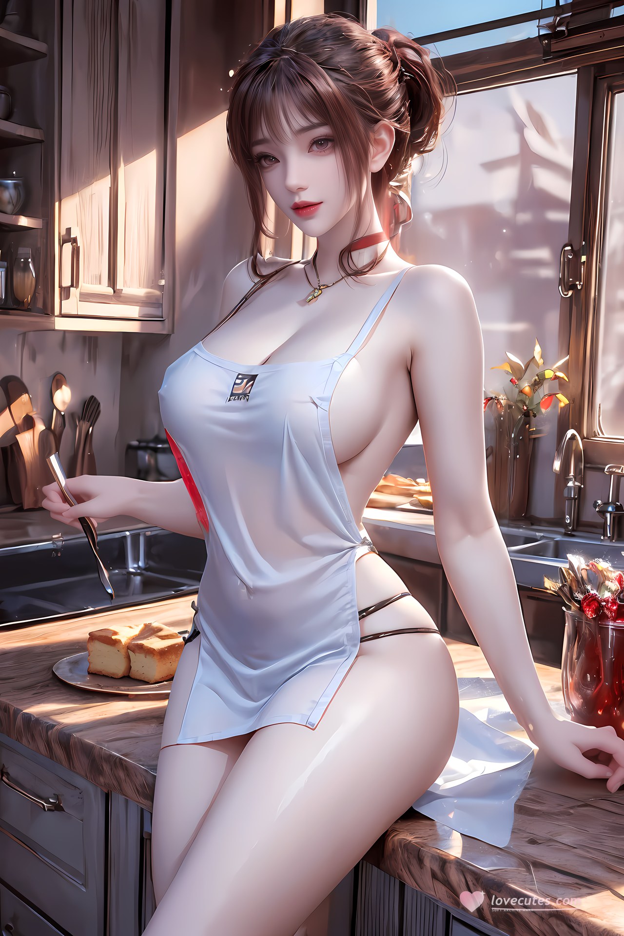 AI Nudes - 紅凰：紅色古風水景露穴圖集 76P