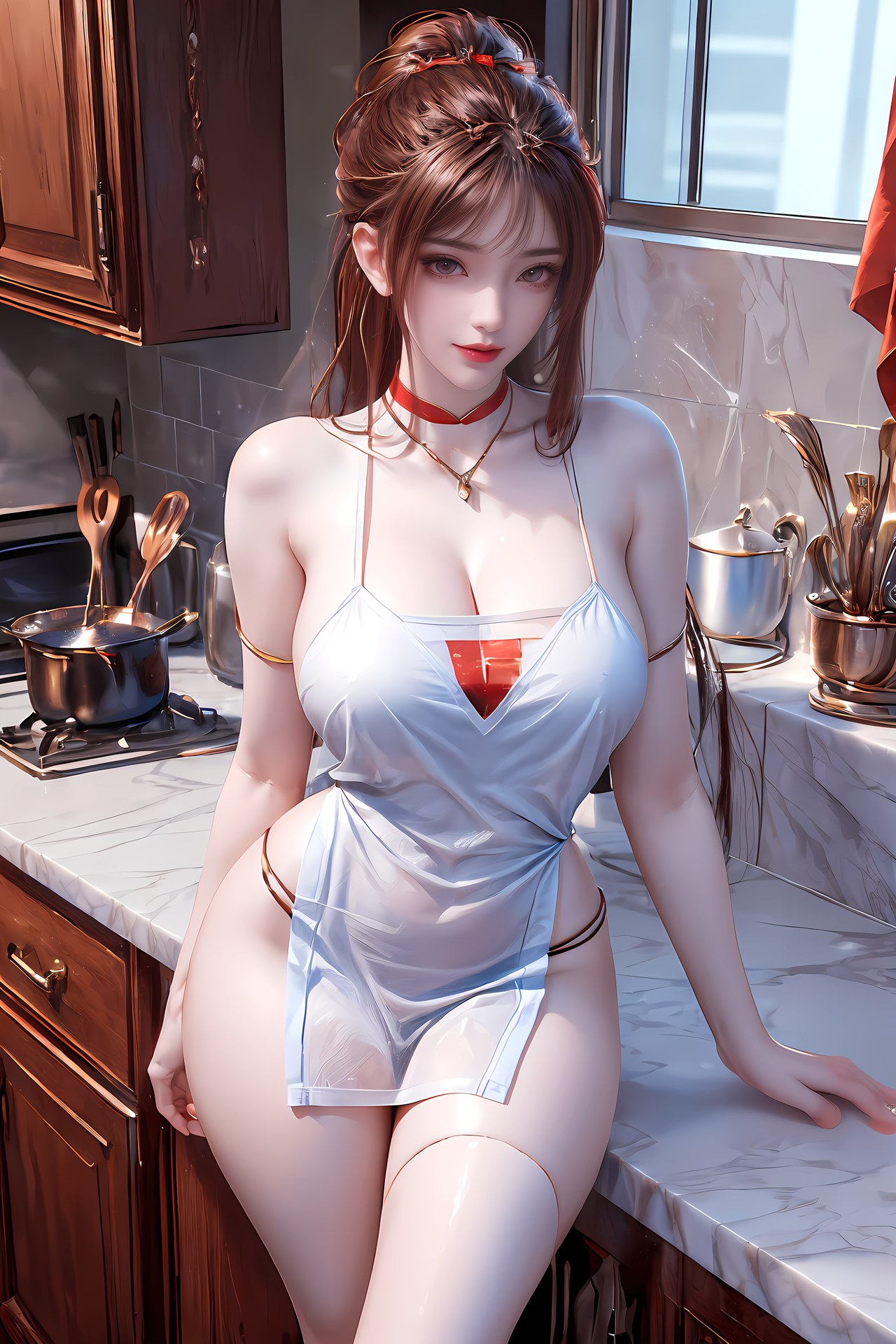 AI Nudes - 紅凰：紅色古風水景露穴圖集 76P