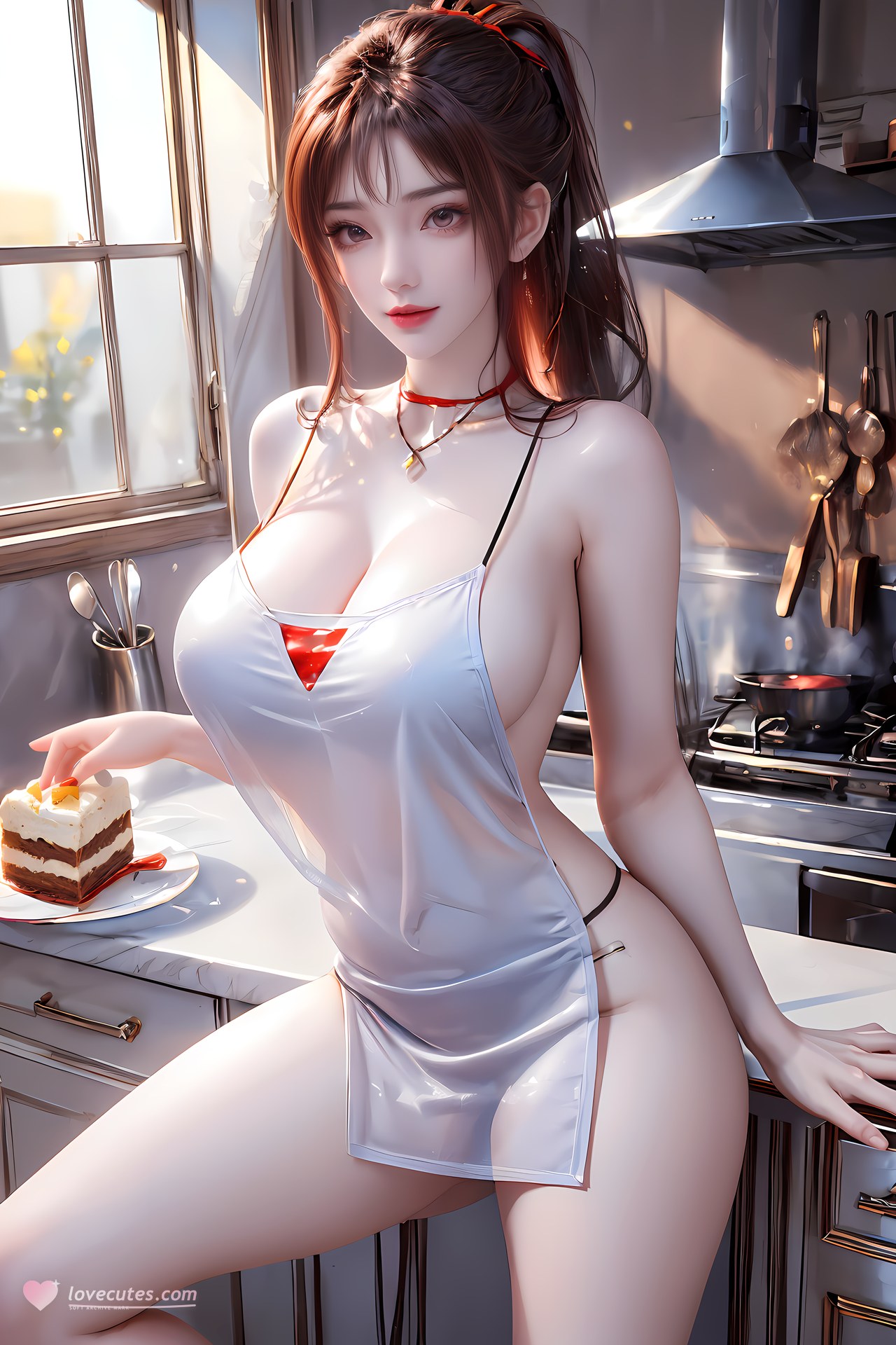 AI Nudes - 紅凰：紅色古風水景露穴圖集 76P