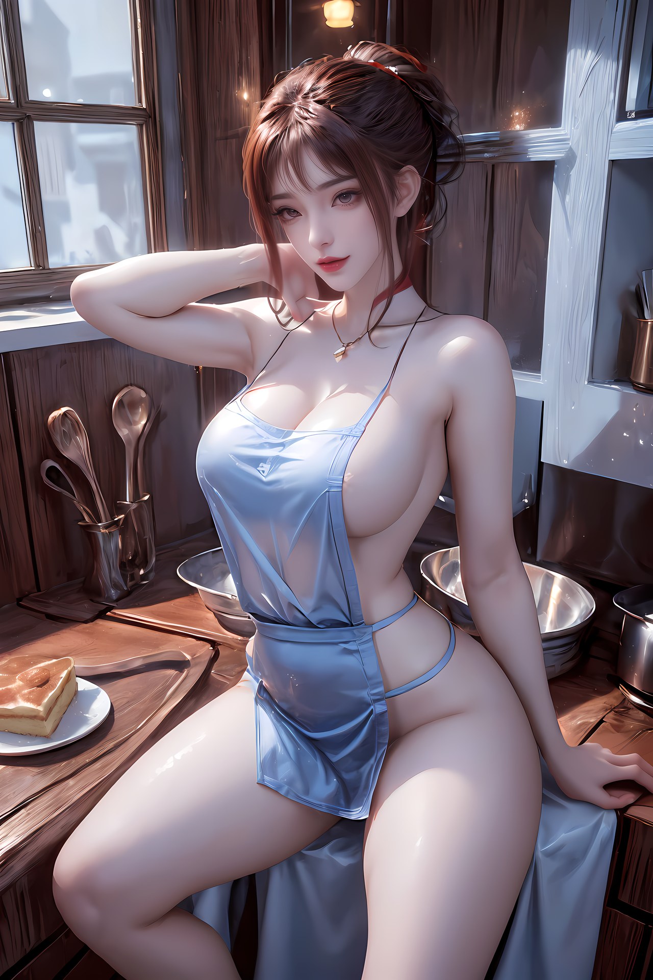AI Nudes - 紅凰：紅色古風水景露穴圖集 76P