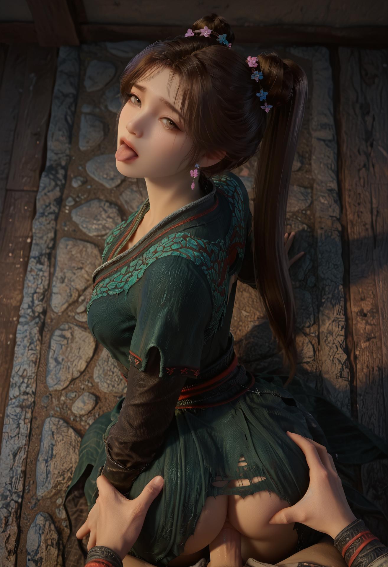 AI Porn - 凡人修仙传 梅凝：双马尾绿色古装露穴图集 307P