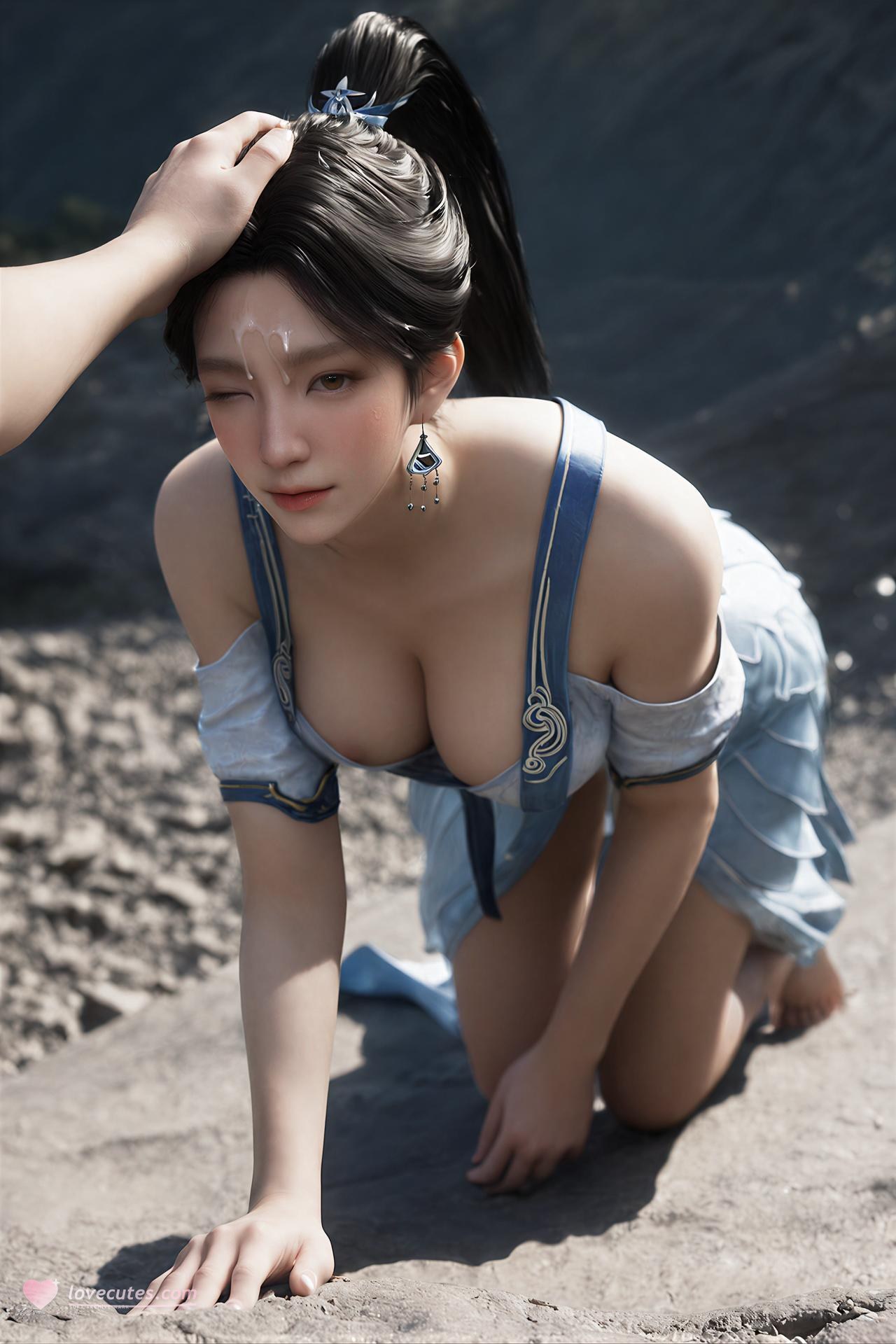 AI Porn - 叶慧灵：蓝白古风山景交合图集 260P