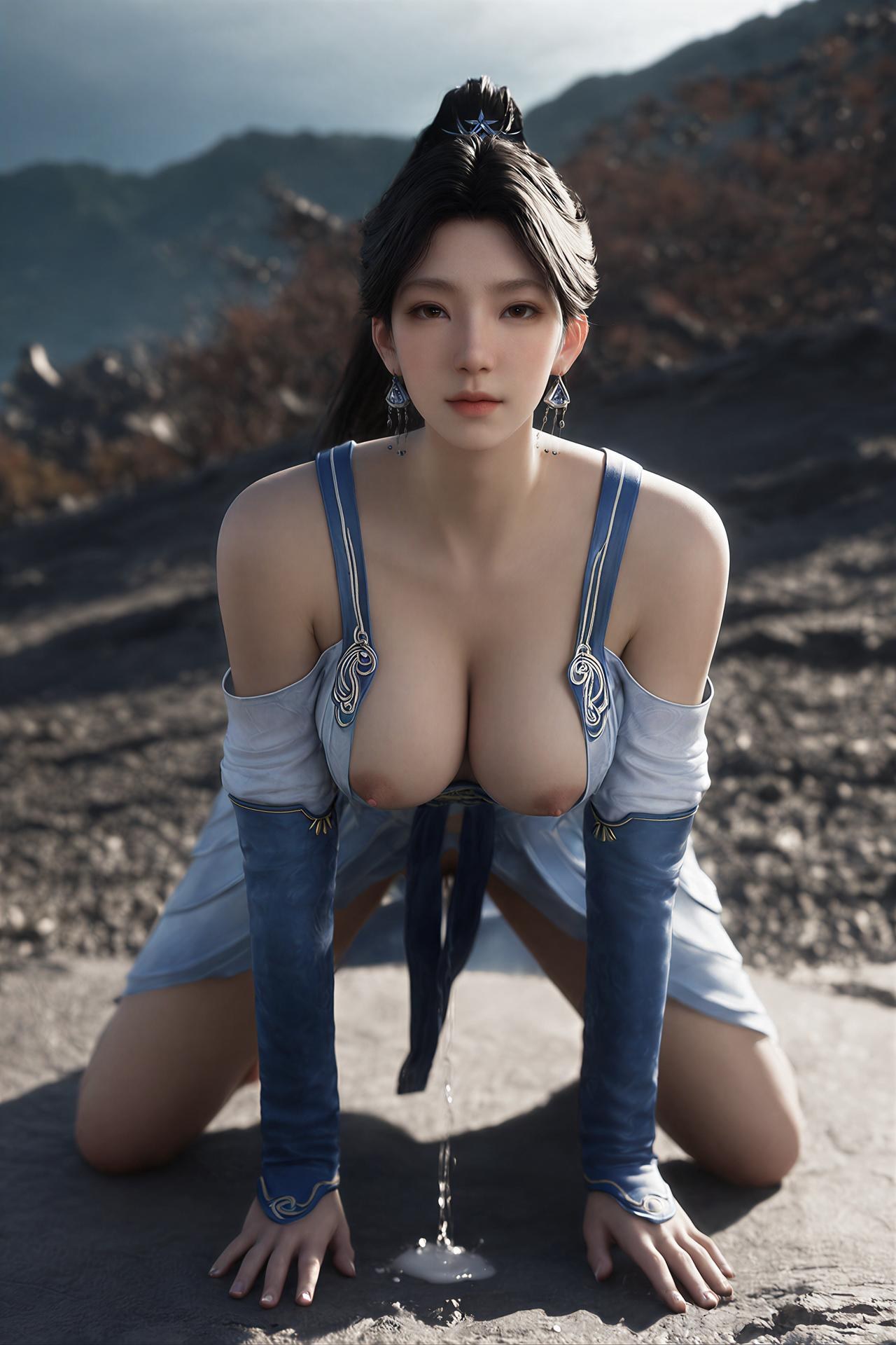 AI Porn - 叶慧灵：蓝白古风山景交合图集 260P