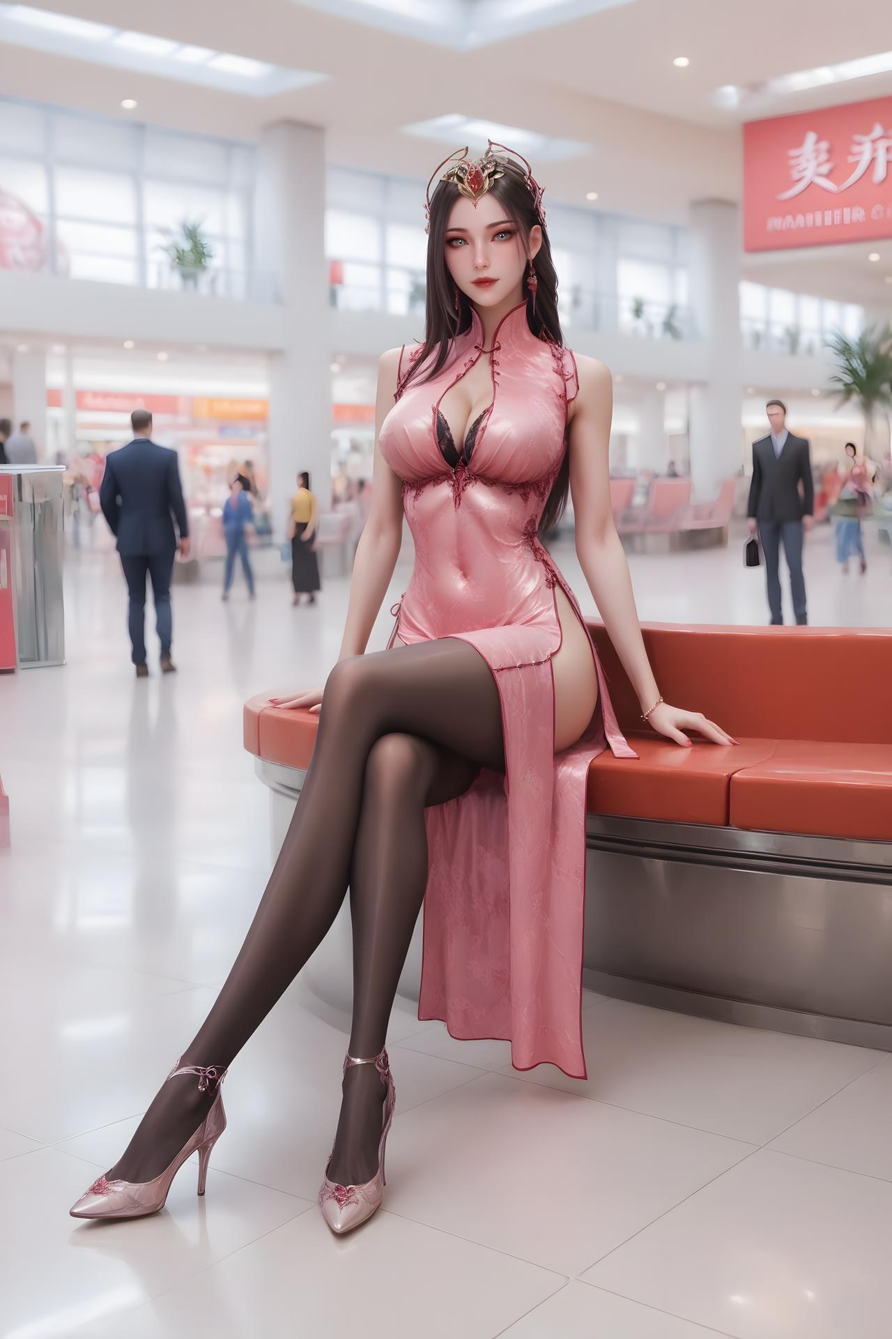 AI Porn - เย่ซีสุ่ย กี่เพ้าสีชมพูถุงน่องดำ 100P