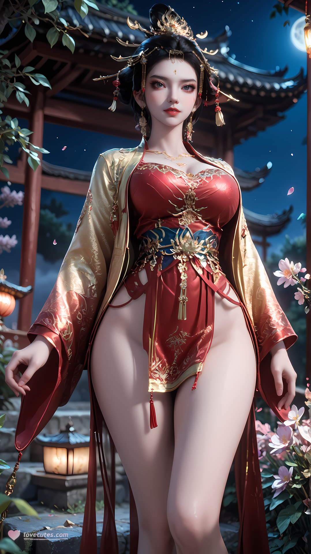 AI Nudes - จักรพรรดินีฉางเล่อ ชุดวังแดงทองริมน้ำ 95P
