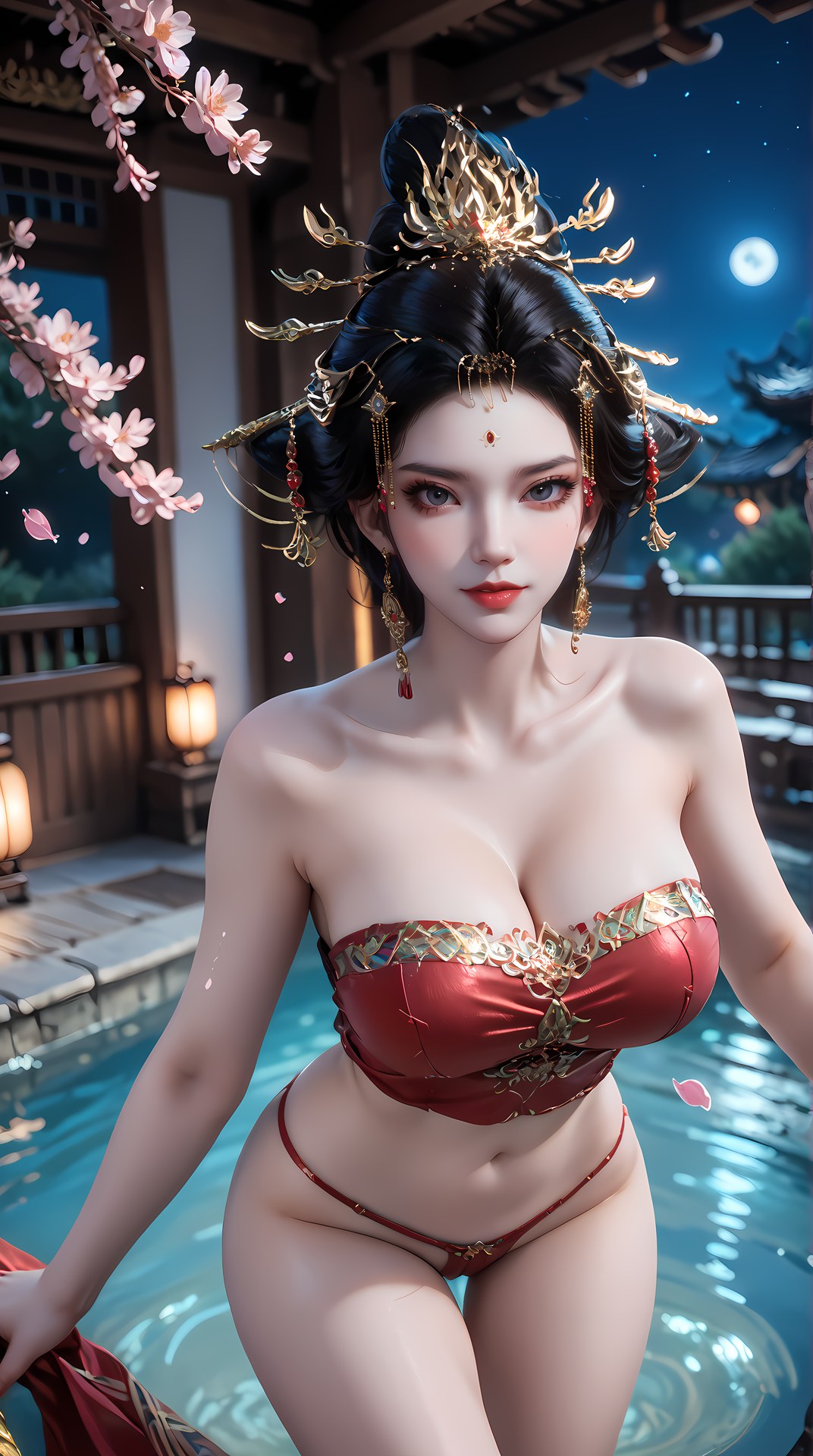 AI Nudes - จักรพรรดินีฉางเล่อ ชุดวังแดงทองริมน้ำ 95P
