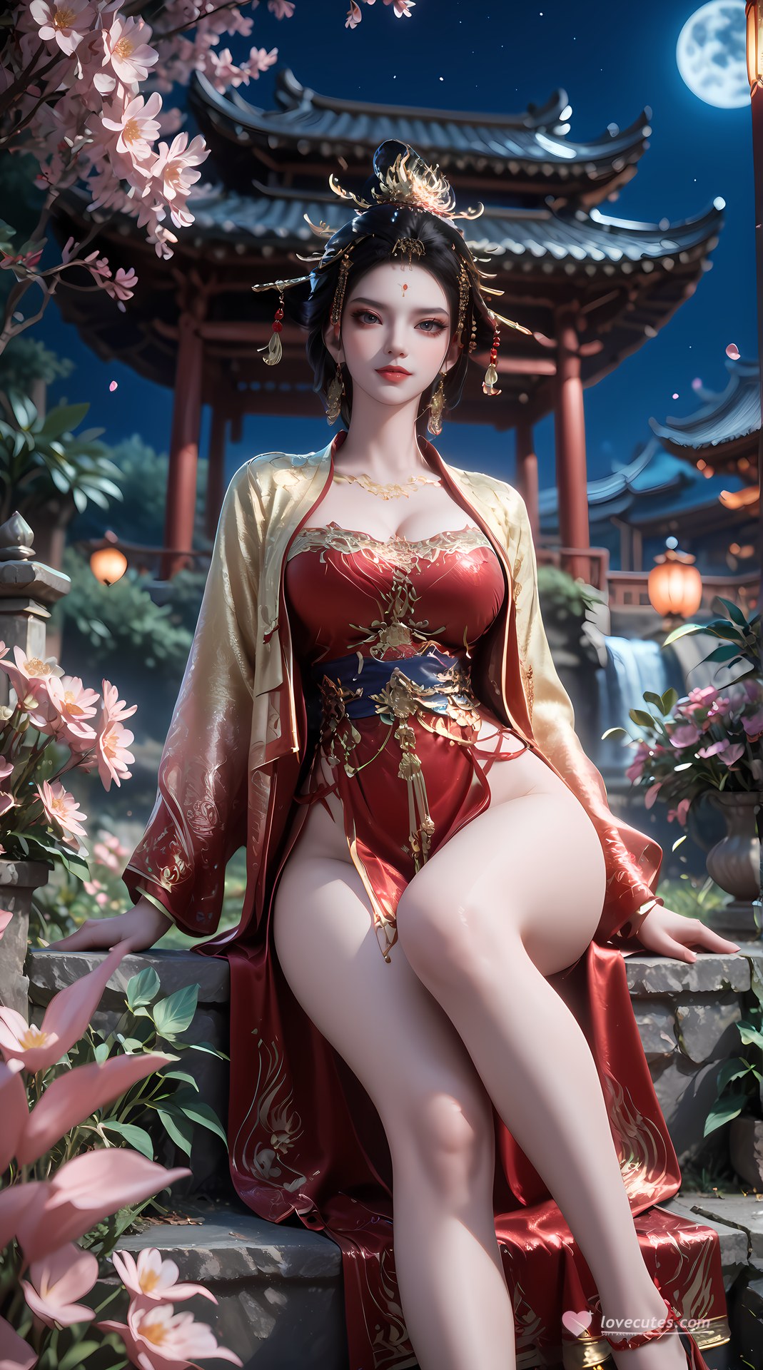 AI Nudes - จักรพรรดินีฉางเล่อ ชุดวังแดงทองริมน้ำ 95P