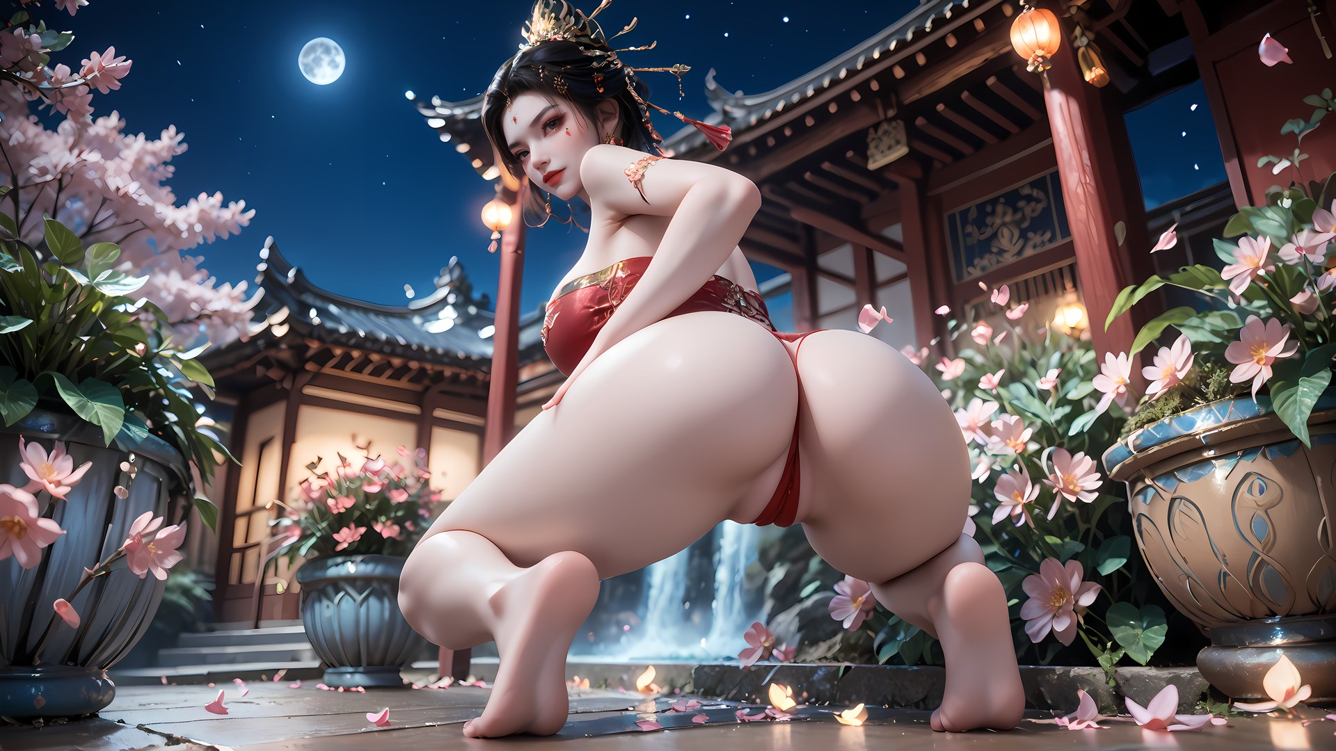 AI Nudes - 長楽皇后 赤金宮廷水景AIヌード画像集 95P