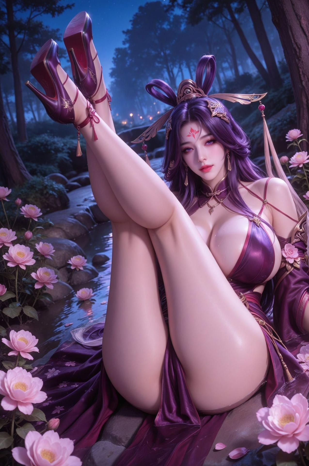 AI Nudes - จ้าวจี ชุดจีนม่วงริมน้ำตก 62P