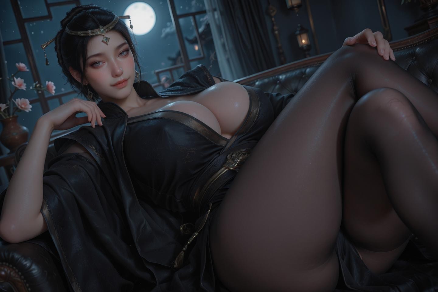 AI Porn - A Record of Mortal Journey Madam Wen Black Veil 50P
