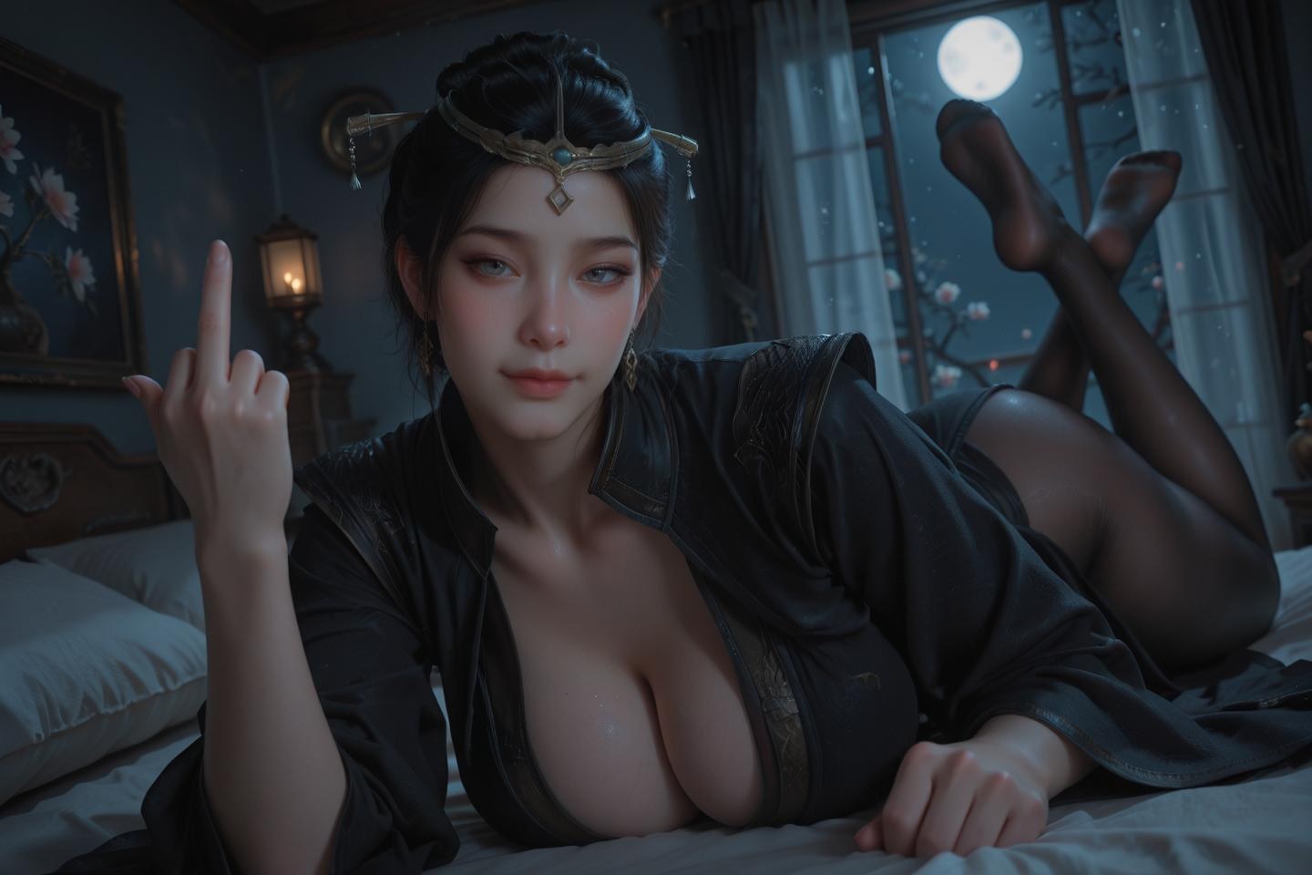 AI Porn - A Record of Mortal Journey Madam Wen Black Veil 50P