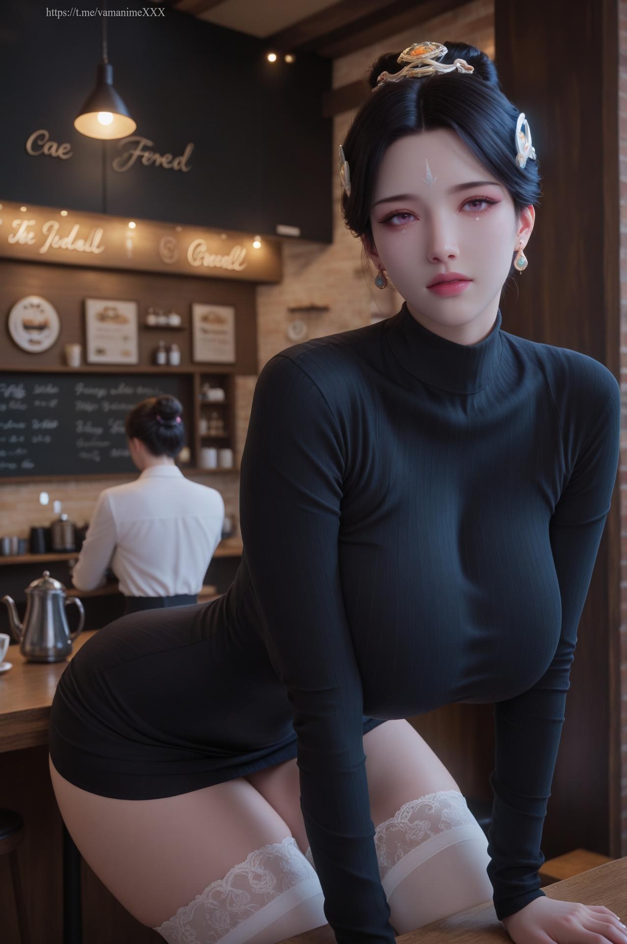 AI Porn - Gushe Zhenren White Stockings Cafe Gallery 62P