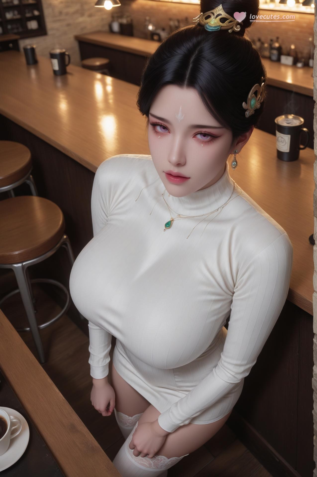 AI Porn - Gushe Zhenren White Stockings Cafe Gallery 62P
