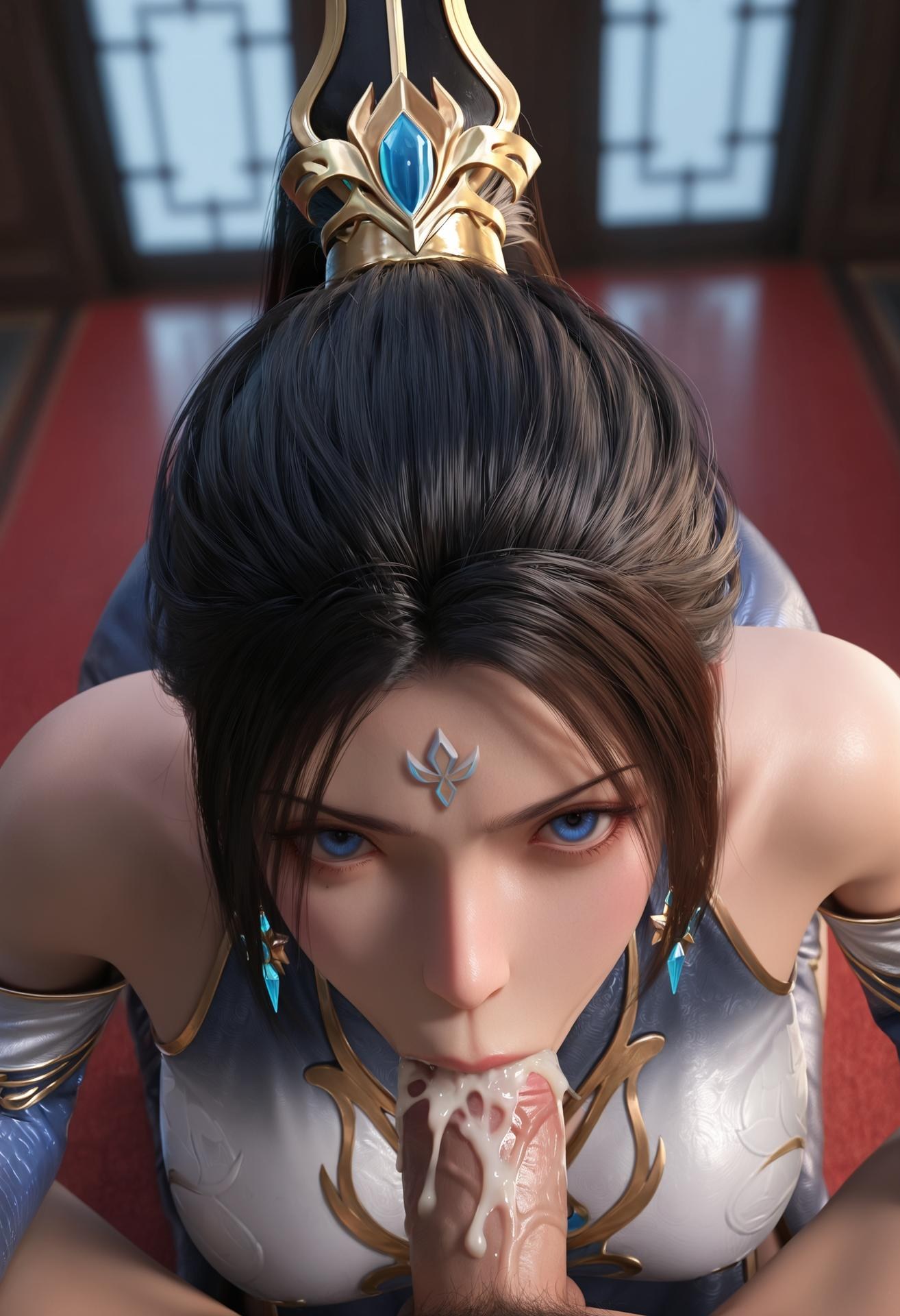 AI Porn - 姬凝霜：藍金宮裝黑白絲交合影片圖集 135P6V