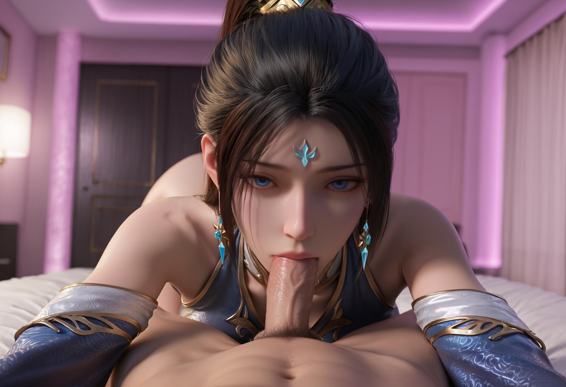 AI Porn - Ji Ningshuang Blue Gold Dress Stockings 135P6V