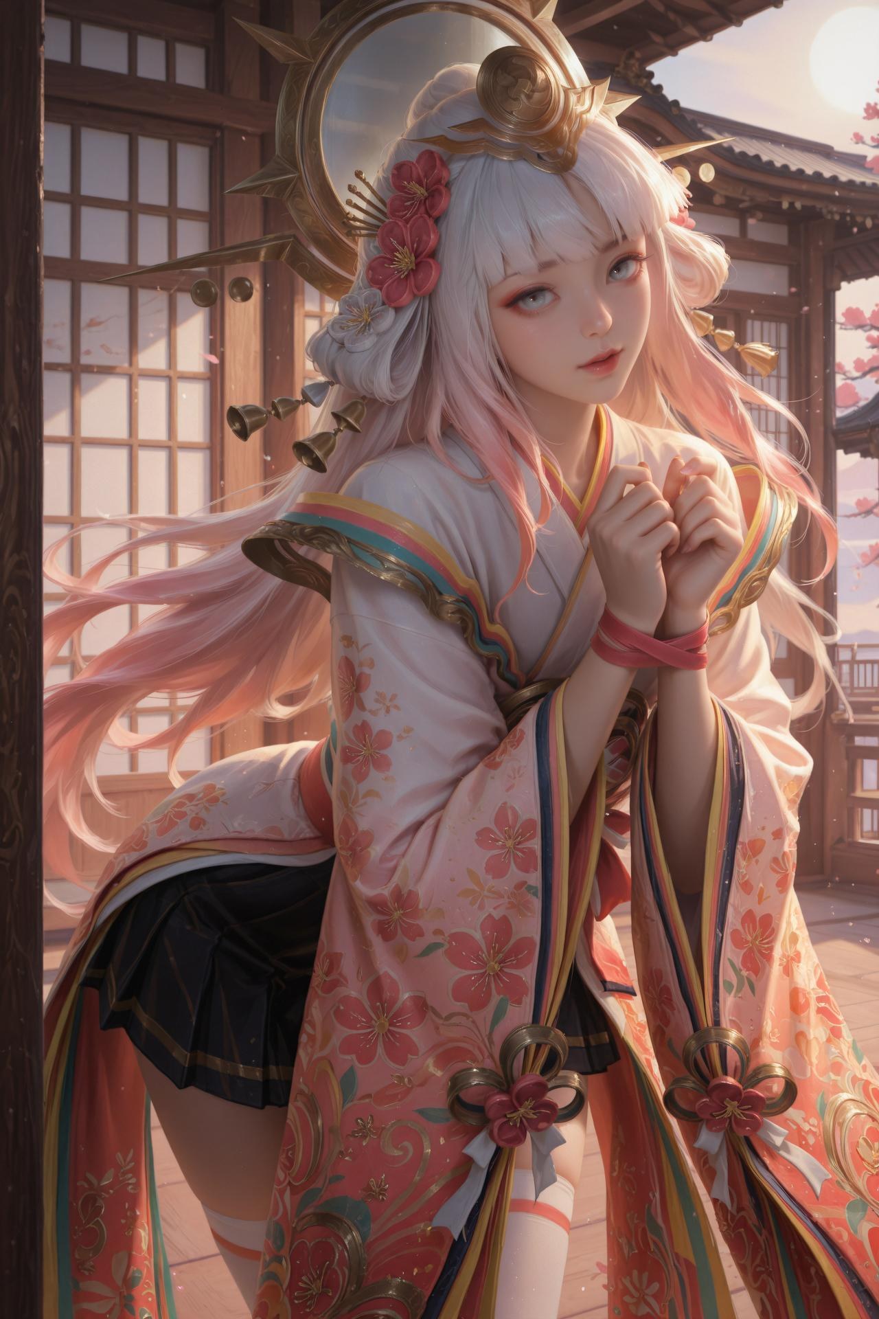 AI Porn - Nakoruru kimono hồng trắng tất trắng bộ ảnh người lớn AI 114P