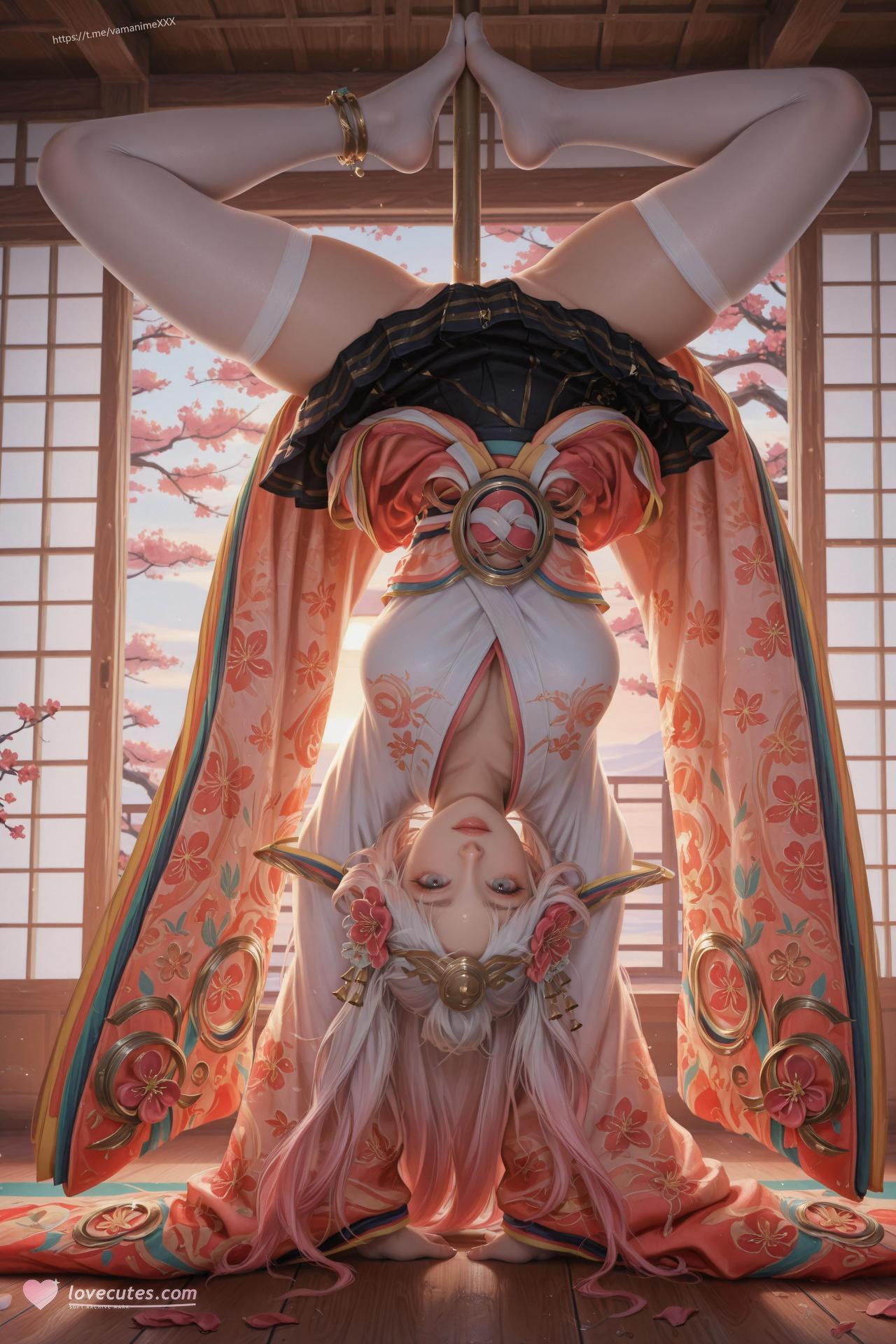 AI Porn - Nakoruru kimono hồng trắng tất trắng bộ ảnh người lớn AI 114P