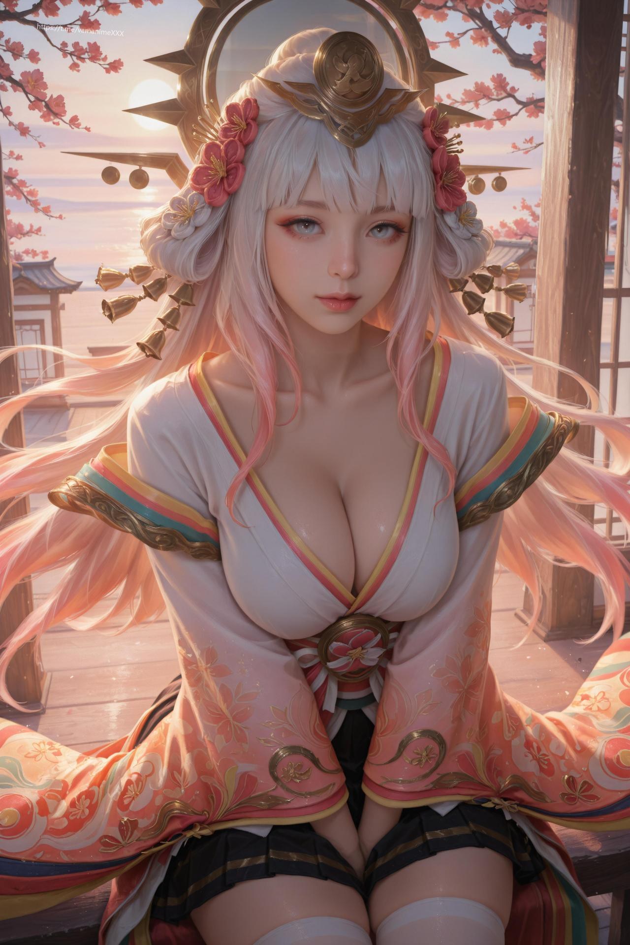 AI Porn - Nakoruru kimono hồng trắng tất trắng bộ ảnh người lớn AI 114P