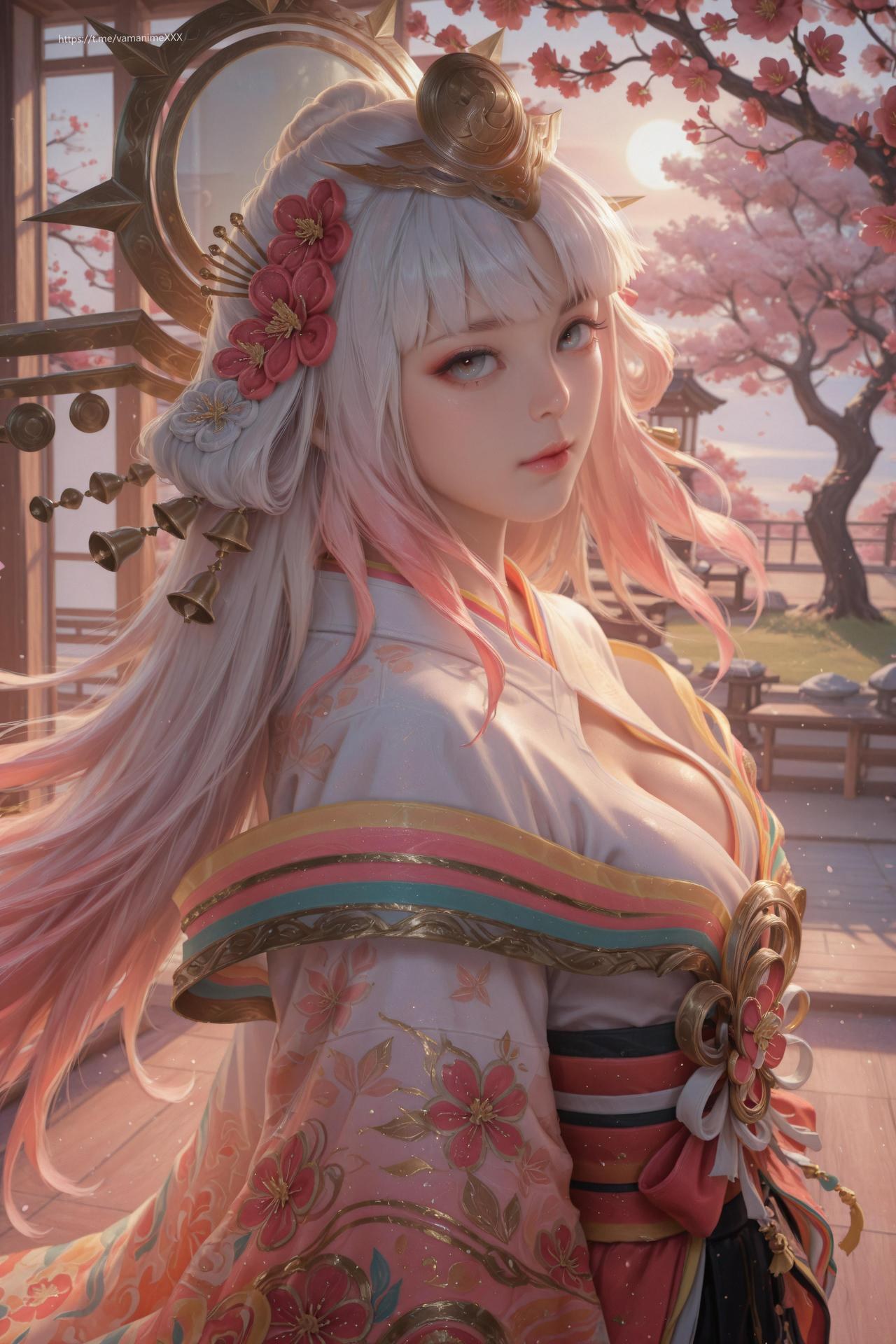 AI Porn - Nakoruru kimono hồng trắng tất trắng bộ ảnh người lớn AI 114P