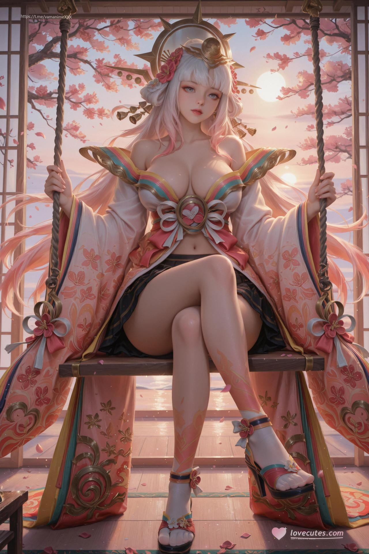 AI Porn - Nakoruru kimono hồng trắng tất trắng bộ ảnh người lớn AI 114P