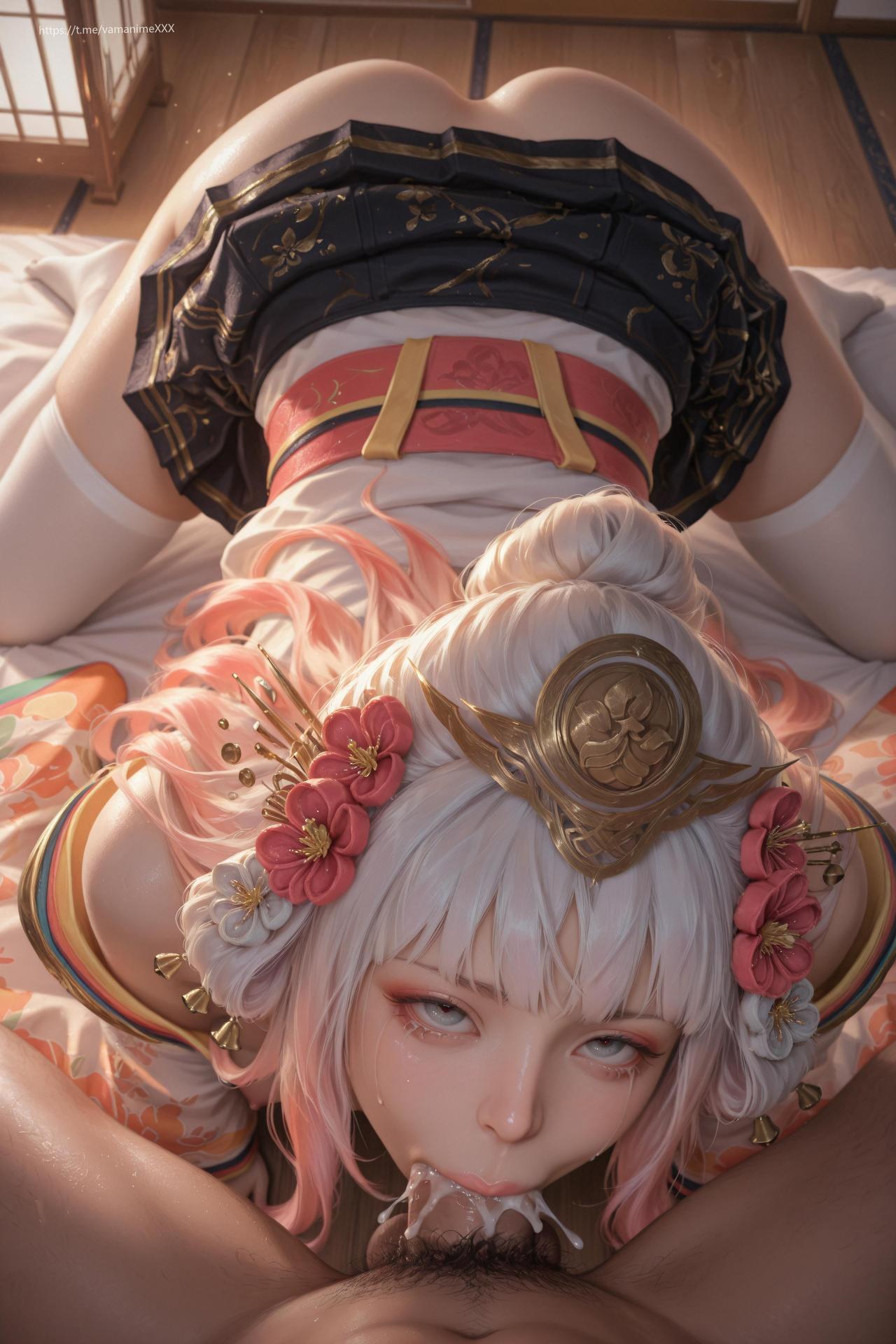 AI Porn - Nakoruru kimono hồng trắng tất trắng bộ ảnh người lớn AI 114P