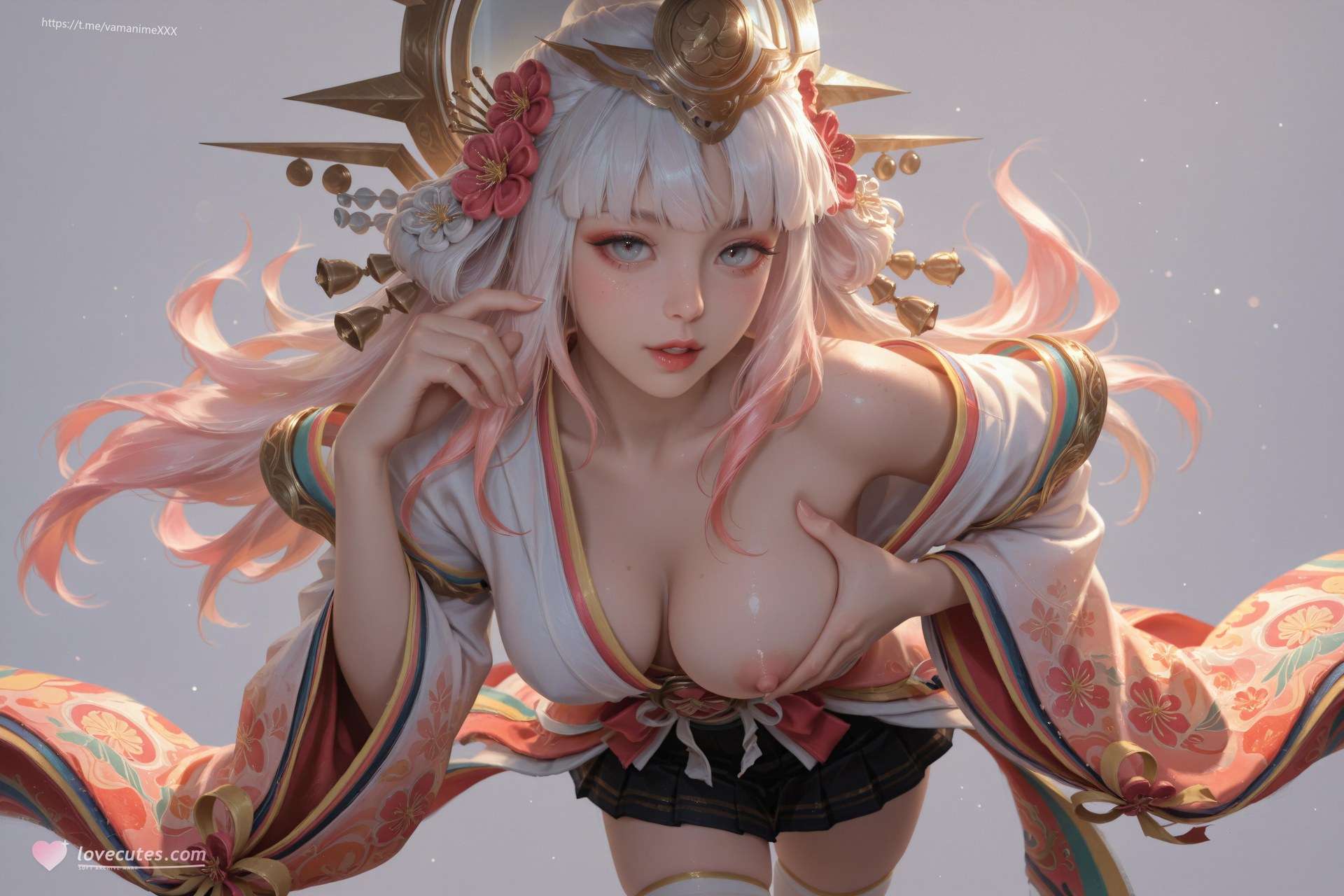 AI Porn - นาโครูรู กิโมโนชมพูขาว ถุงน่องขาว แกลเลอรีผู้ใหญ่ AI 114P