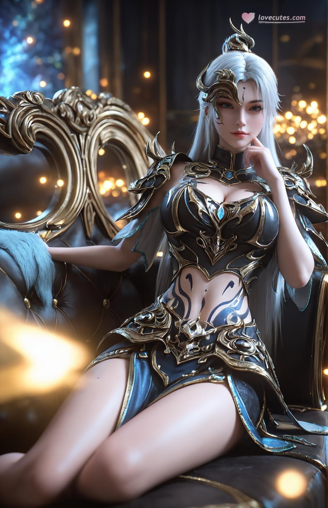 AI Porn - 完美世界 安婕 白髪金甲の口交AI成人画像集 327P